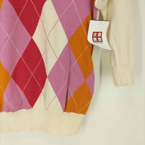 マッキントッシュフィロソフィー MACKINTOSH PHILOSOPHY アーガイル柄 Vネックコットンニット セーター レディース EUR:38