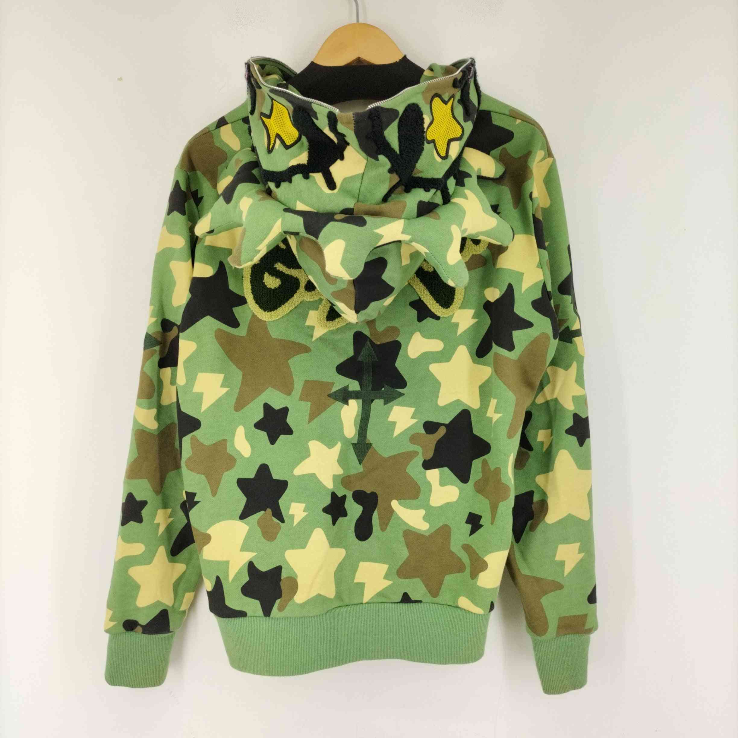 グローギャング GLO GANG Glo Man Zip Star Bolt Hoodie Green Camo ...