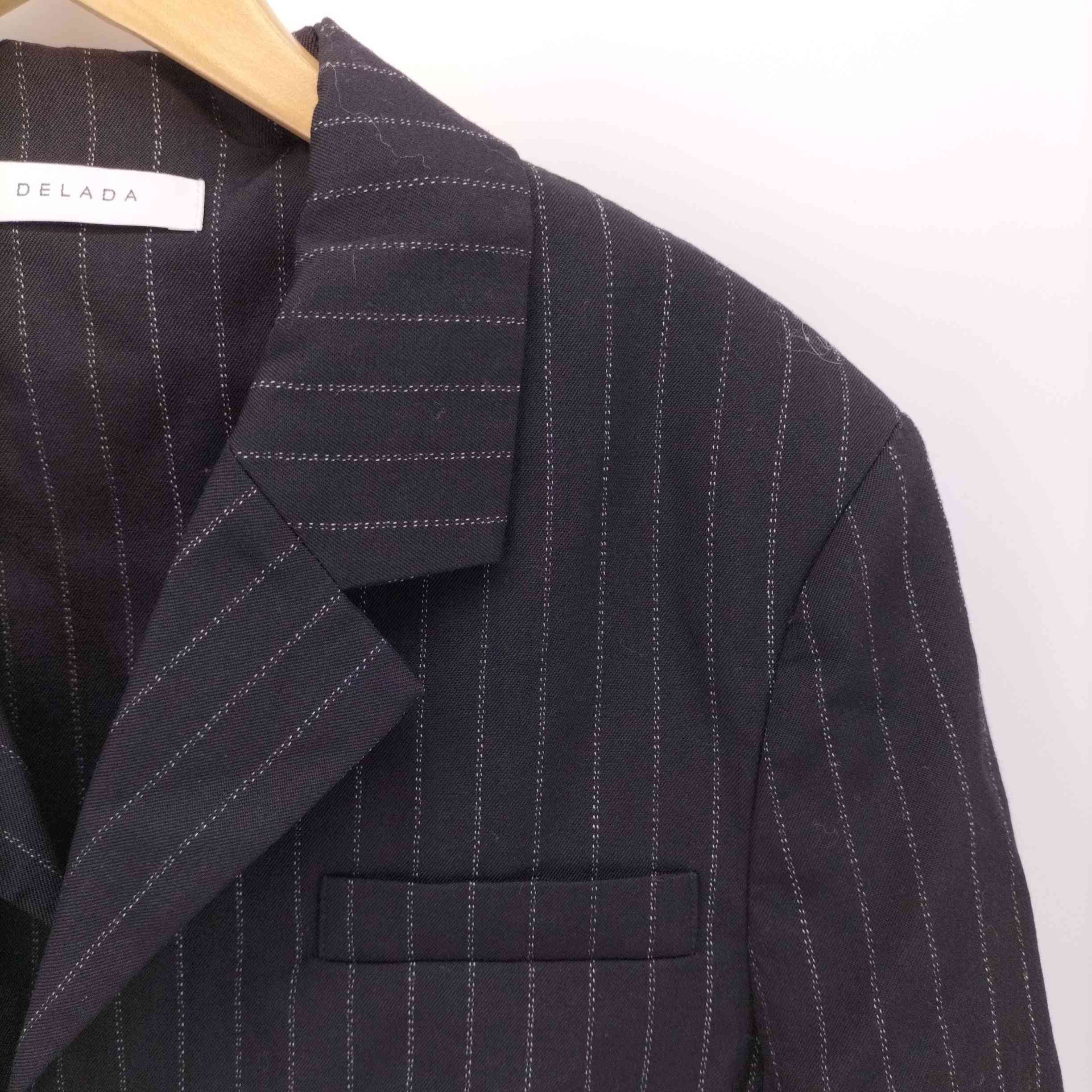 デラダ DELADA chalk striped wool blazer jacket ストライプ 変形