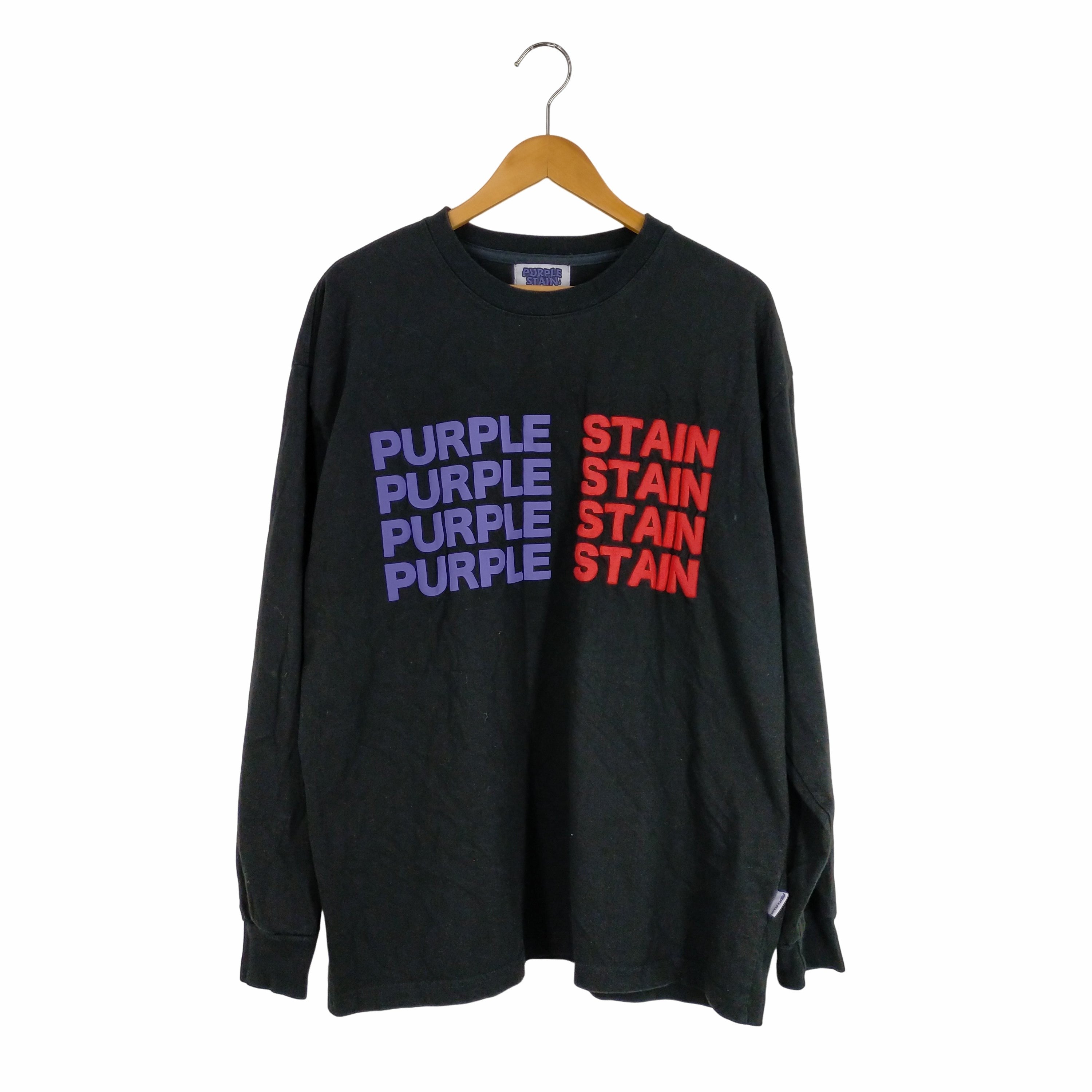 PURPLE STAIN MULTI LOGO LS TEE 発砲プリントクルーネックカットソー