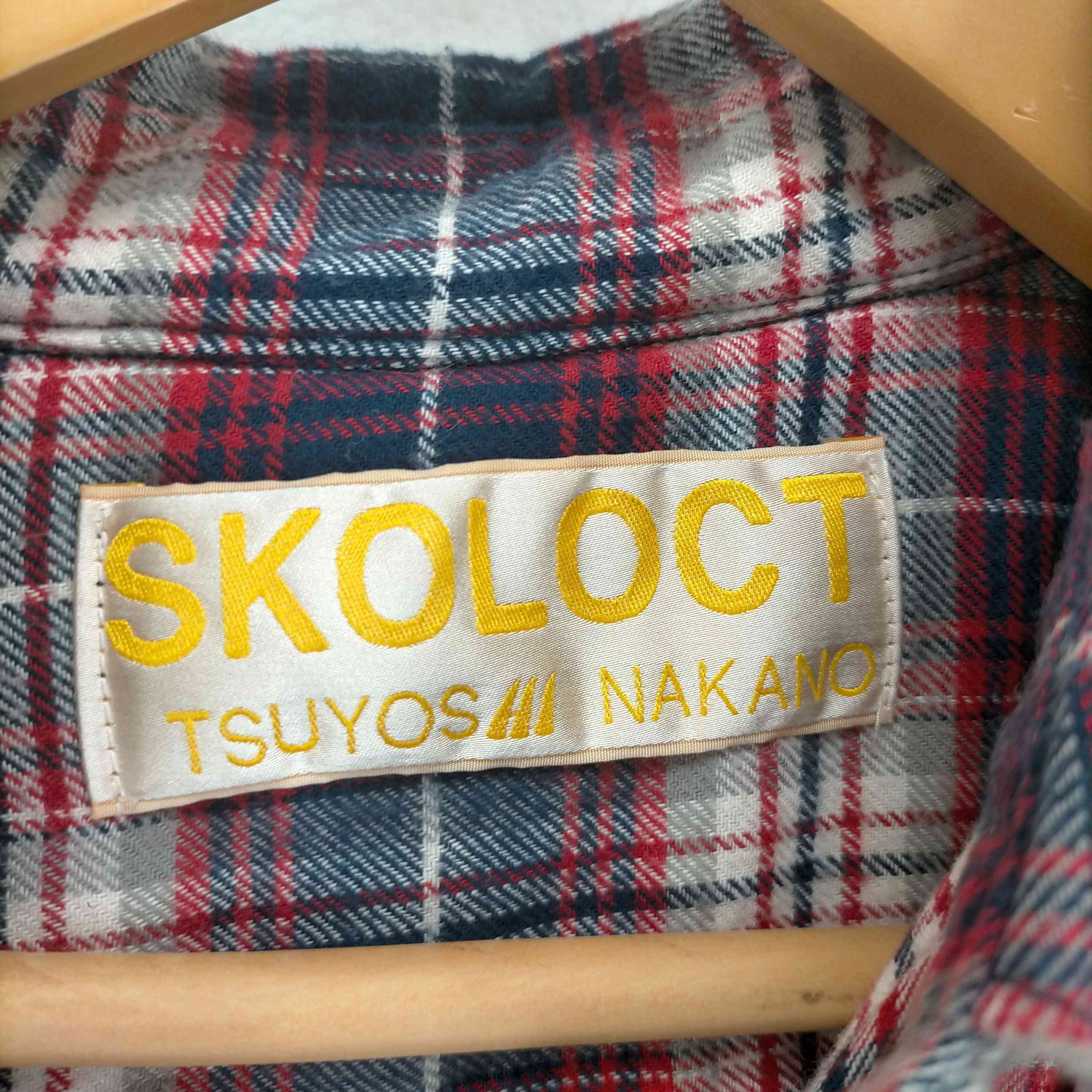 スコロクト SKOLOCT ワッペン付き 耳付きフード チェックネルシャツ