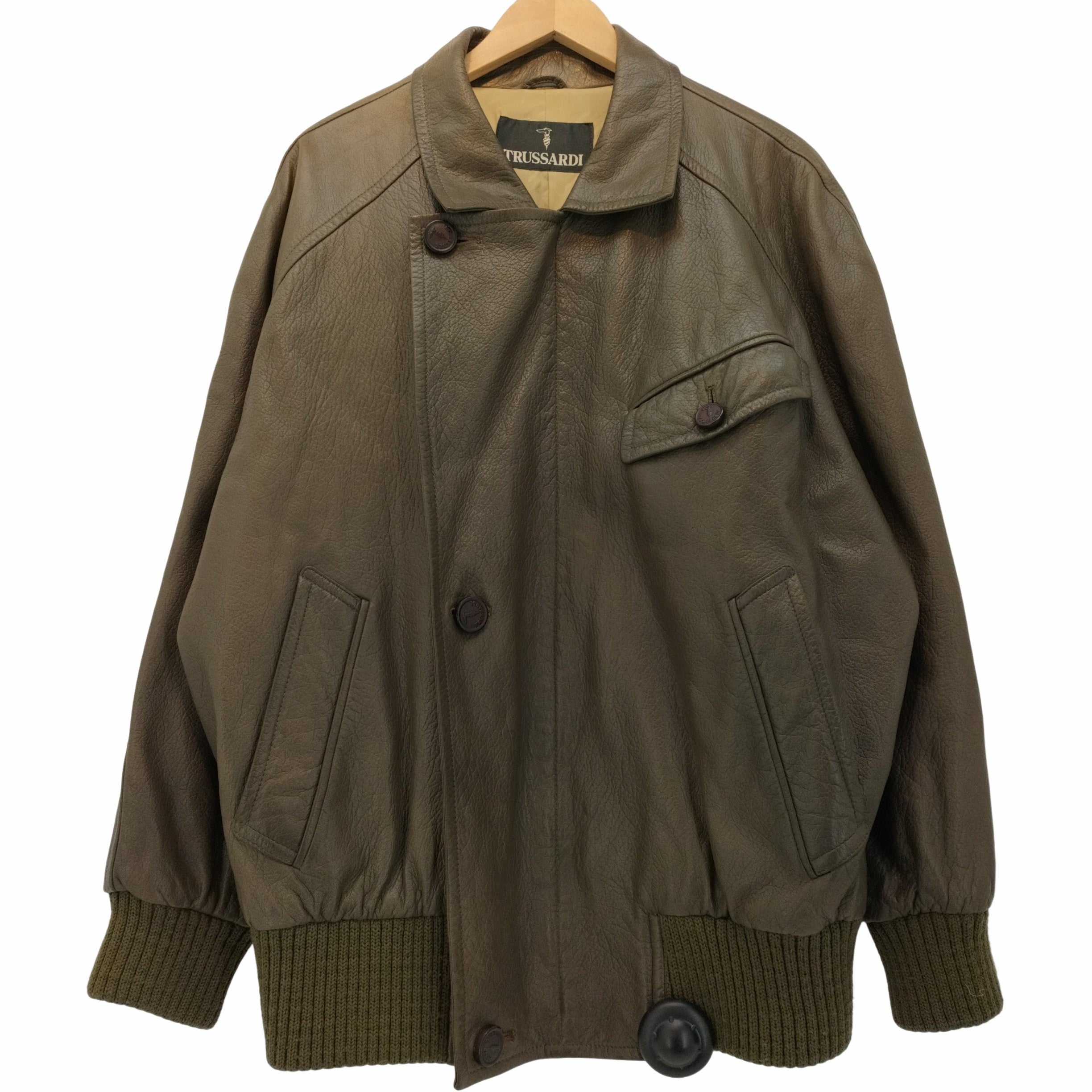 驚きの価格 トラサルディ TRUSSARDI 羊革 レギュラーカラー 変形レザー ジャケット・アウター