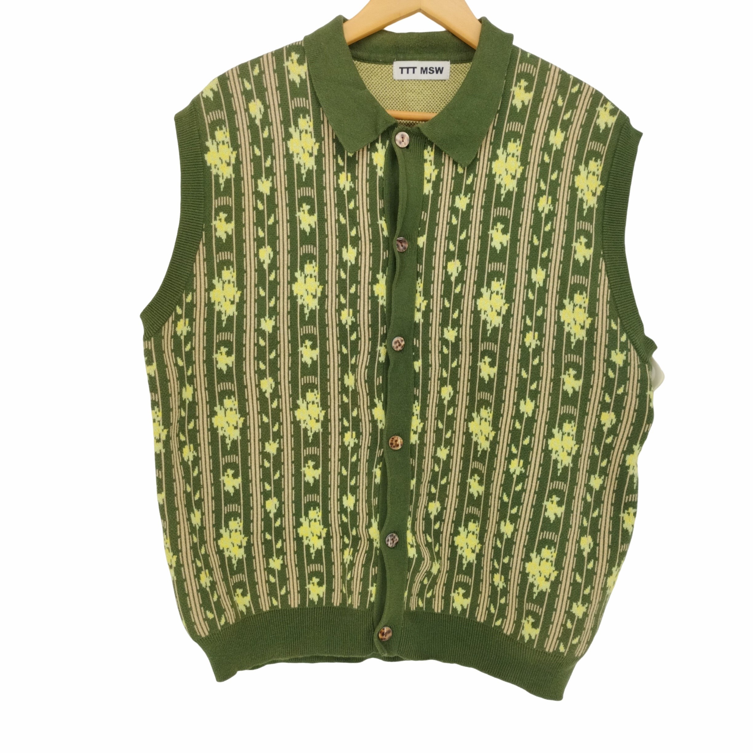 ティーモダンストリートウエア TTT_MSW 22SS Flower Jacquard Knit Vest フラワージャガードニットカーディ –  ブランド古着買取販売バズストア