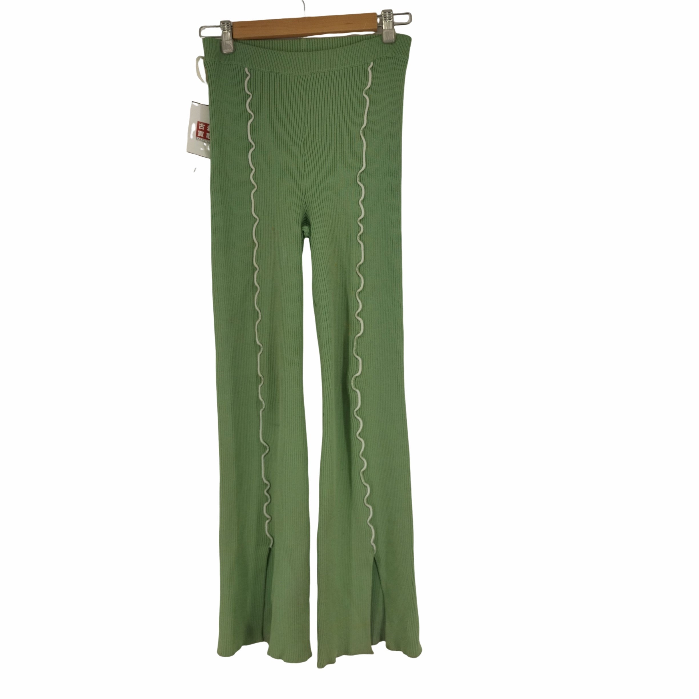 soduk slit knit trousers greenパンツ - カジュアルパンツ