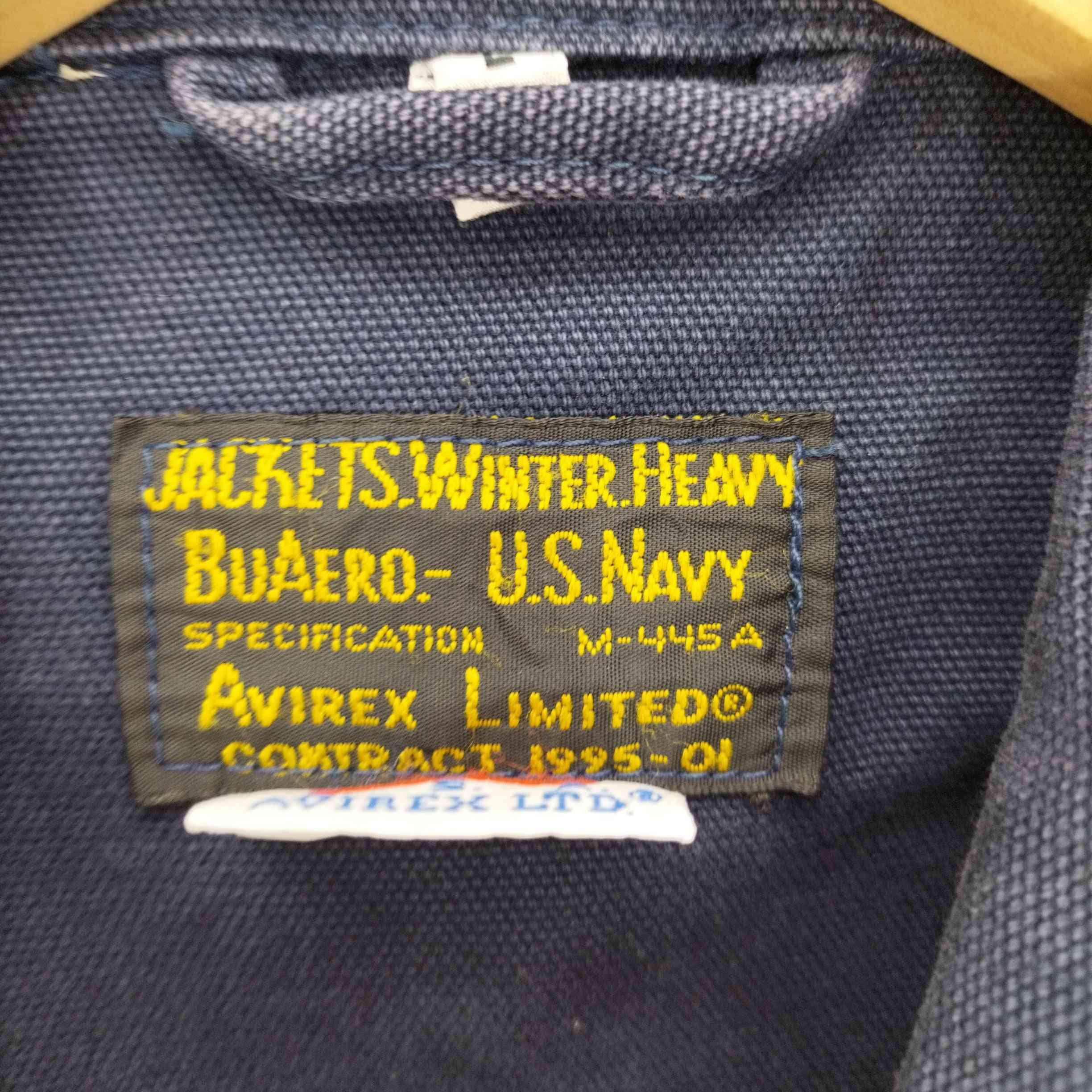 【美品】AVIREX ファイヤーマンジャケット US Navy AVIREX ジャケット ファイヤーマンコート ダック 紺 USA製 M