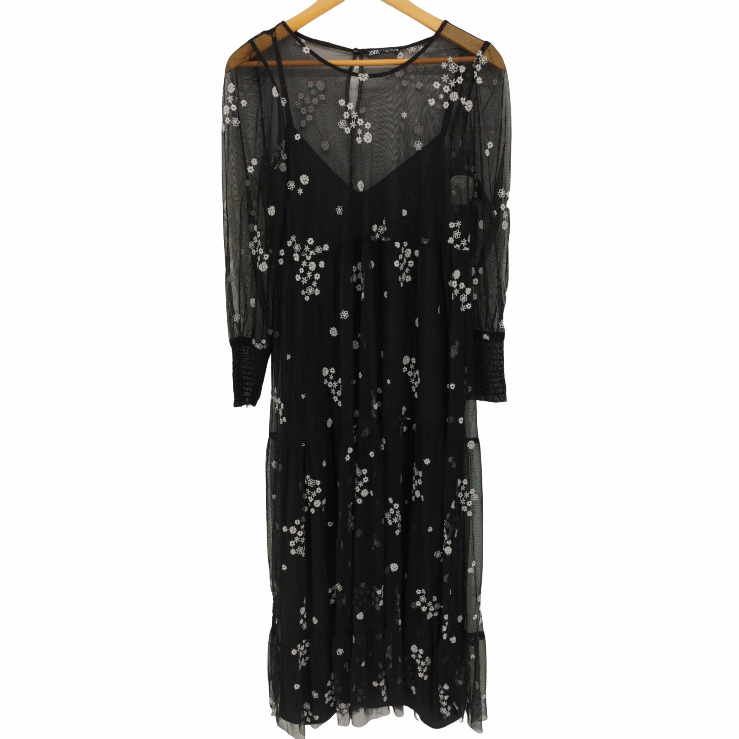 ザラ ZARA FLORAL EMBROIDERED TULLE DRESS 花柄 刺繍 チュール