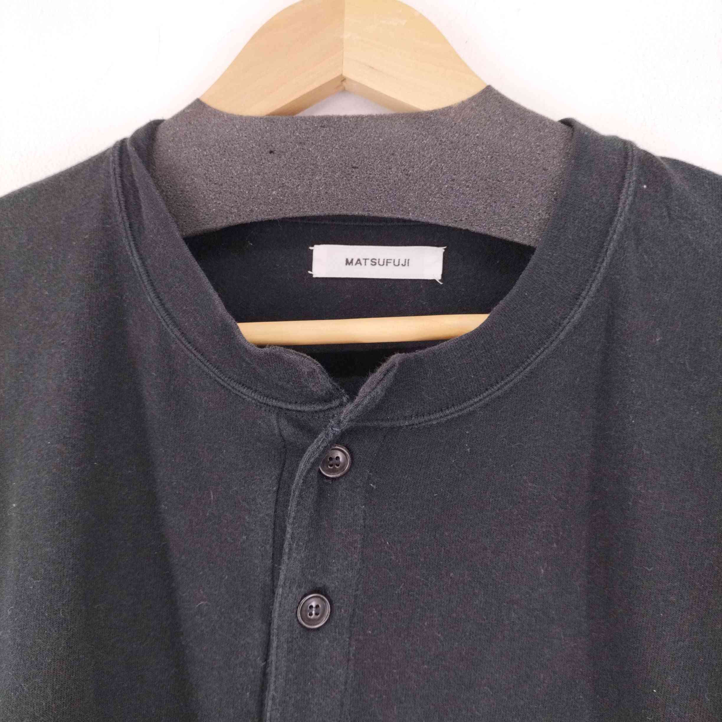 マツフジ MATSUFUJI 21SS Henry Neck Sweat Shirt - BLACK