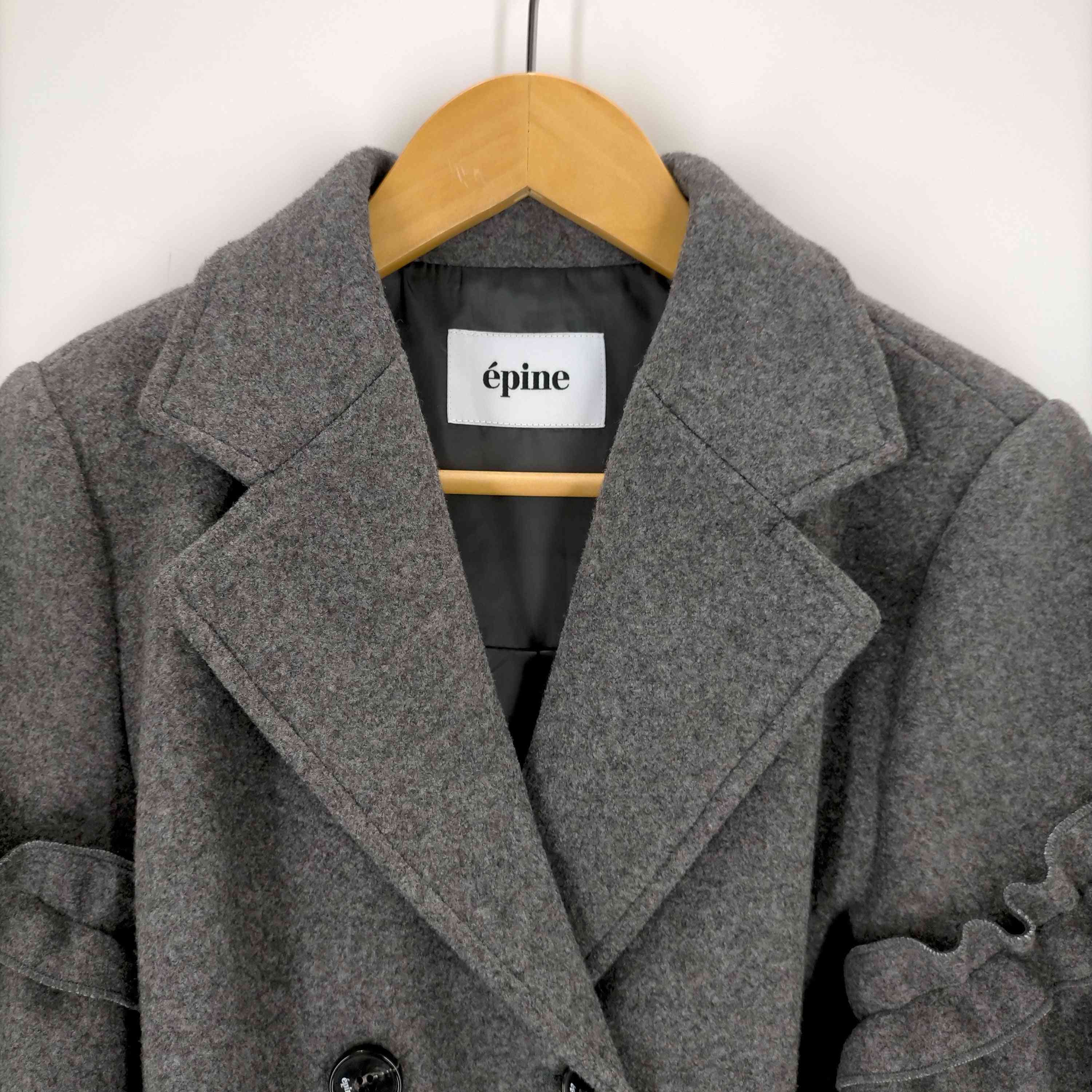 エピヌ volume wool tailored coat gray Dark Gray Wool Coat, Swing