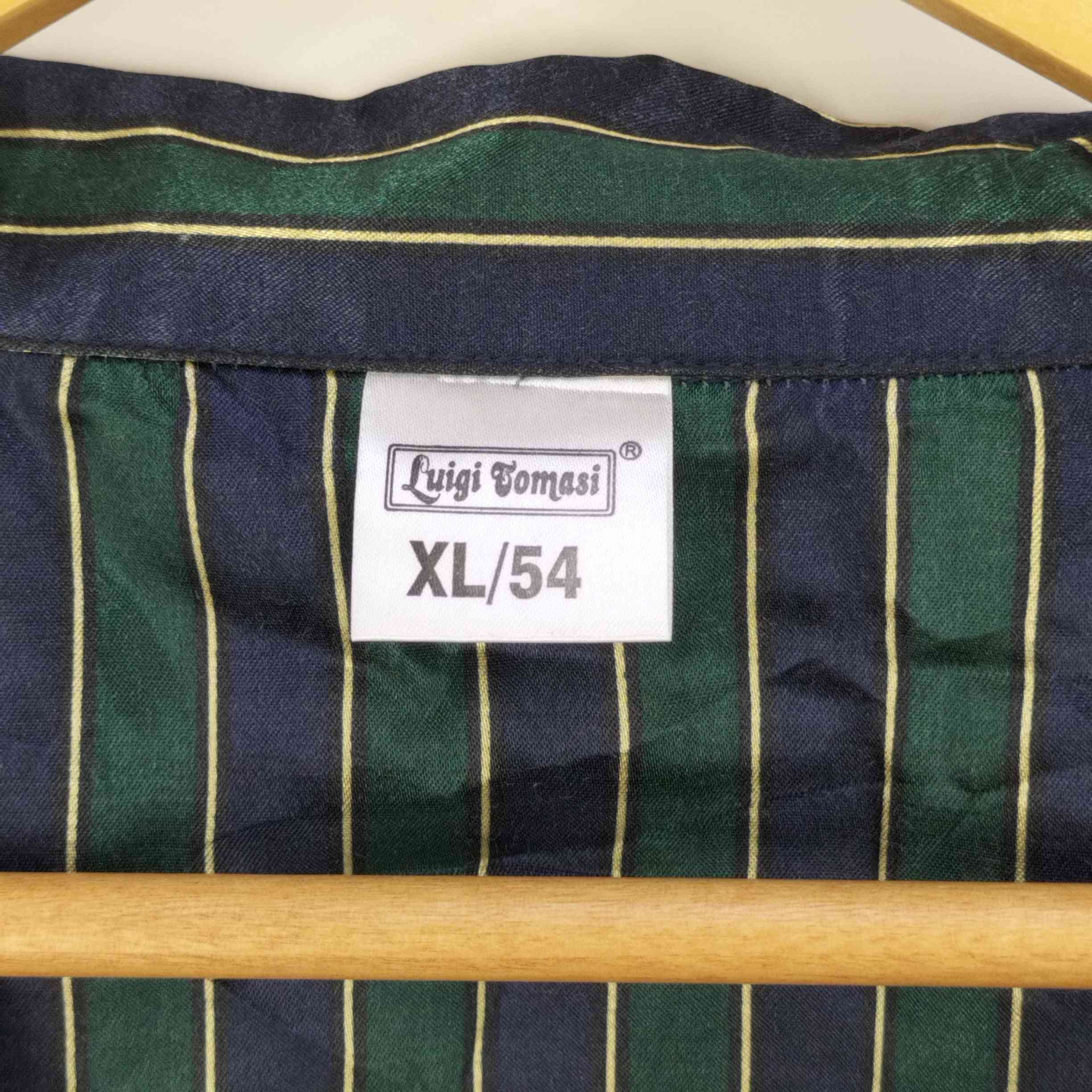 Luigi Tomasi サテン ストライプ パジャマシャツ メンズ import：XL 