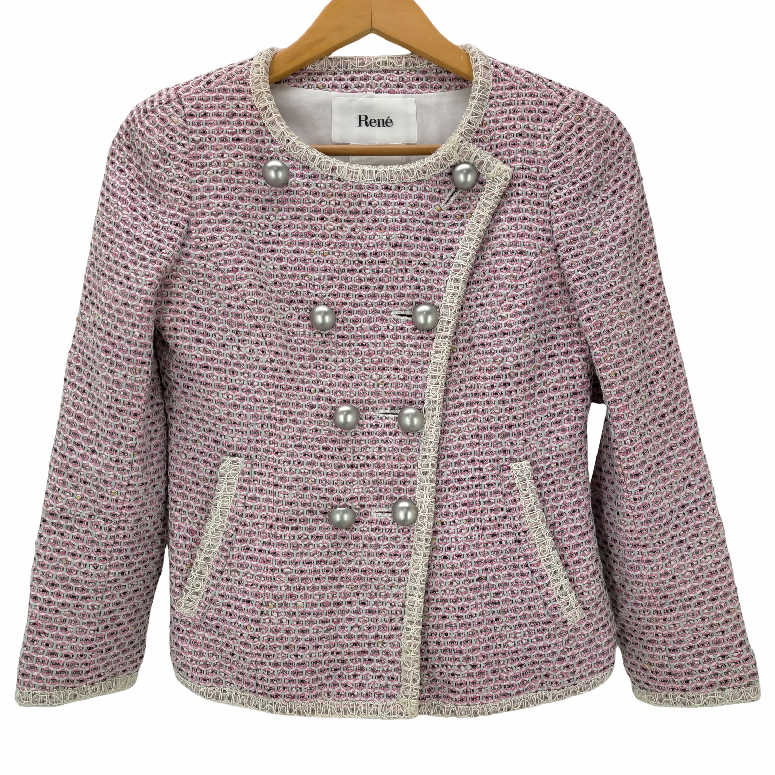 ルネ Rene ジャガード織ノーカラーダブルジャケット レディース JPN  