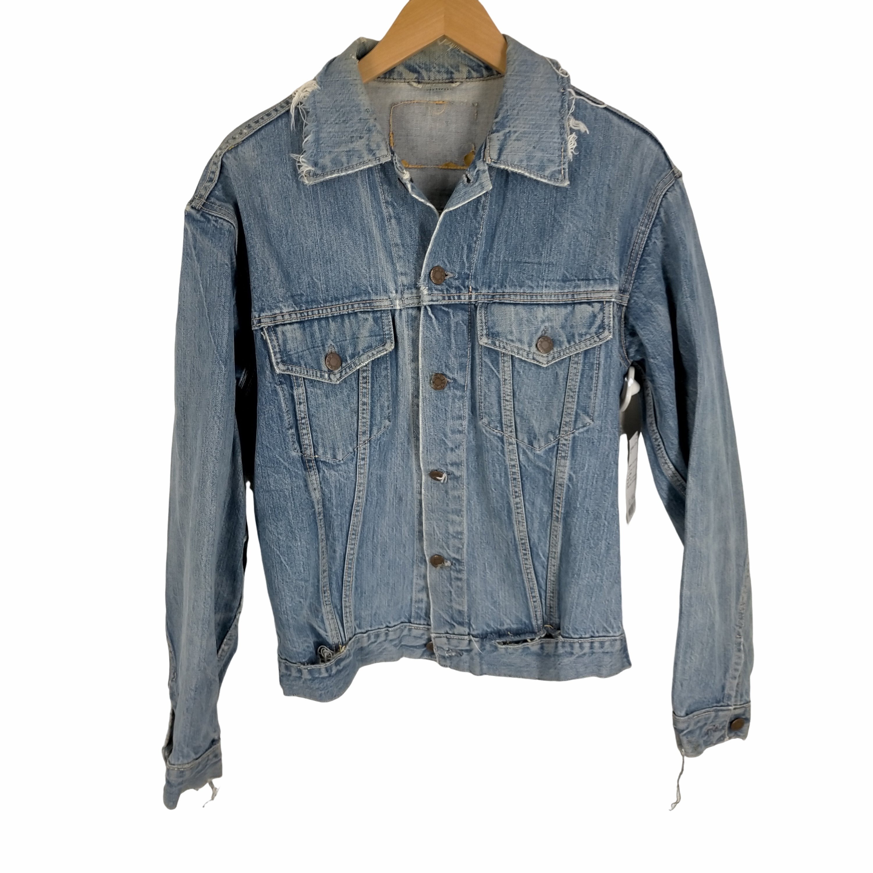 月桂樹ボタン デニムトラッカージャケット ボロ メンズ – ブランド古着