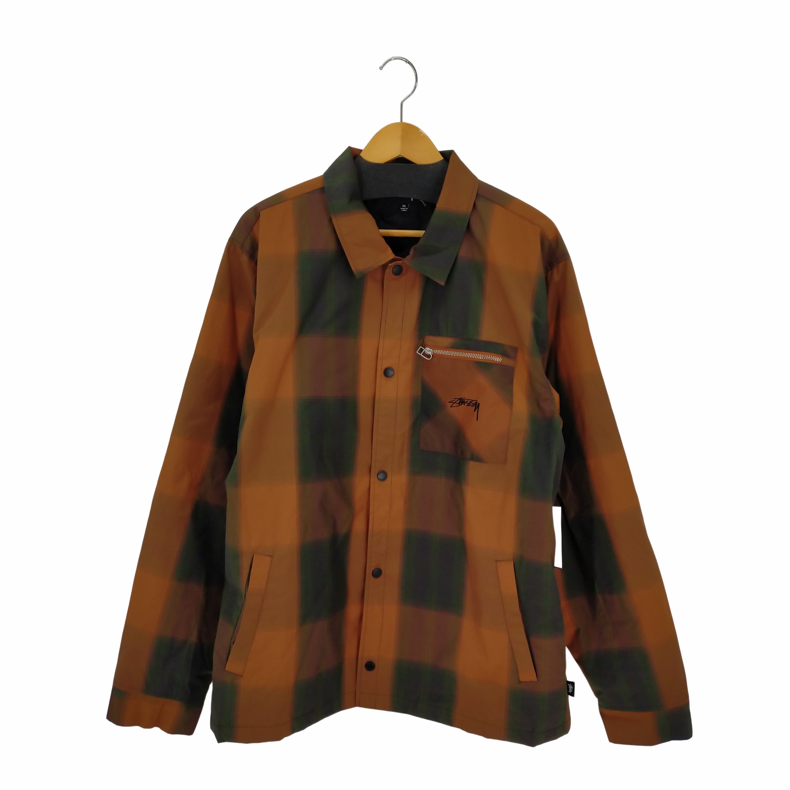 ステューシー Stussy ロゴ刺繍チェックコーチジャケット メンズ