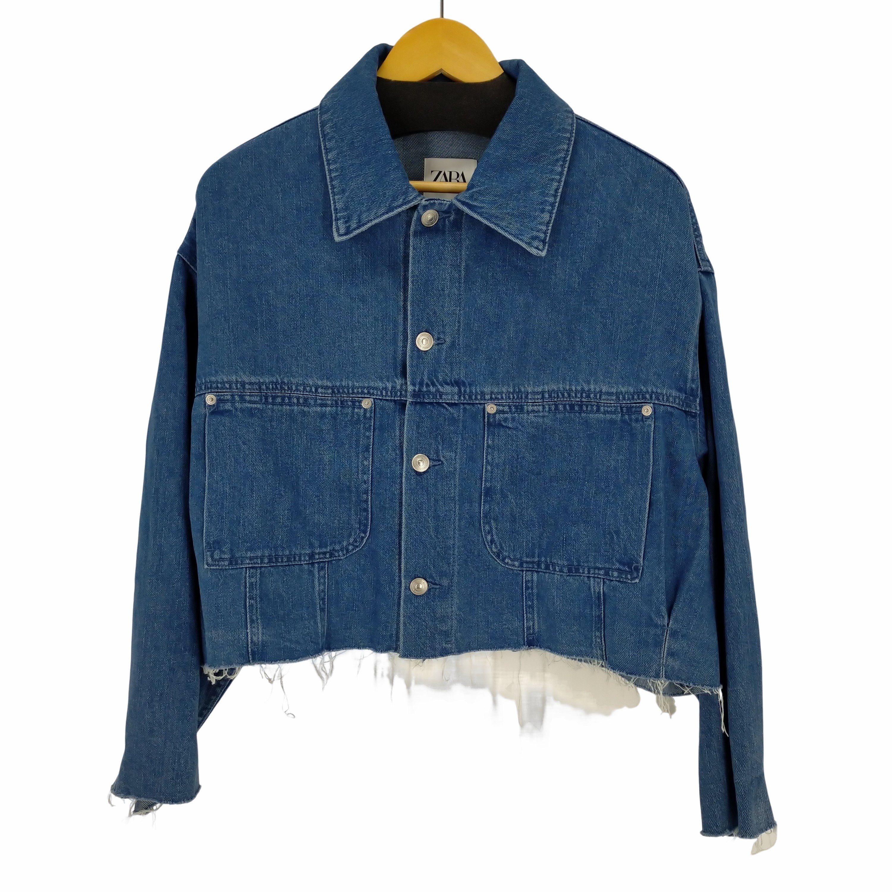 未使用】ZARA クロップドストレートフィットデニムジャケット S