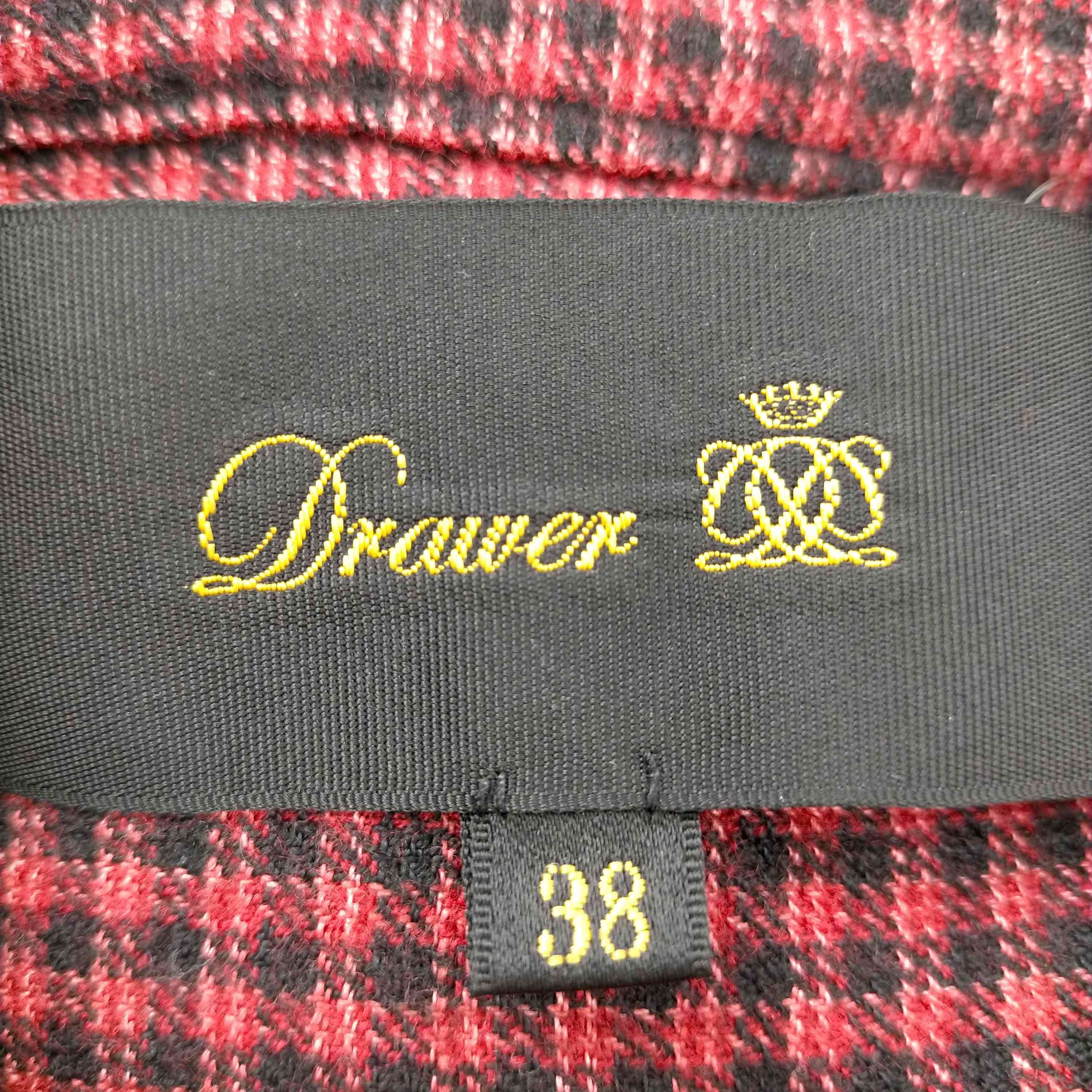 Drawer - ドゥロワー チェック柄ノーカラーシャツワンピース