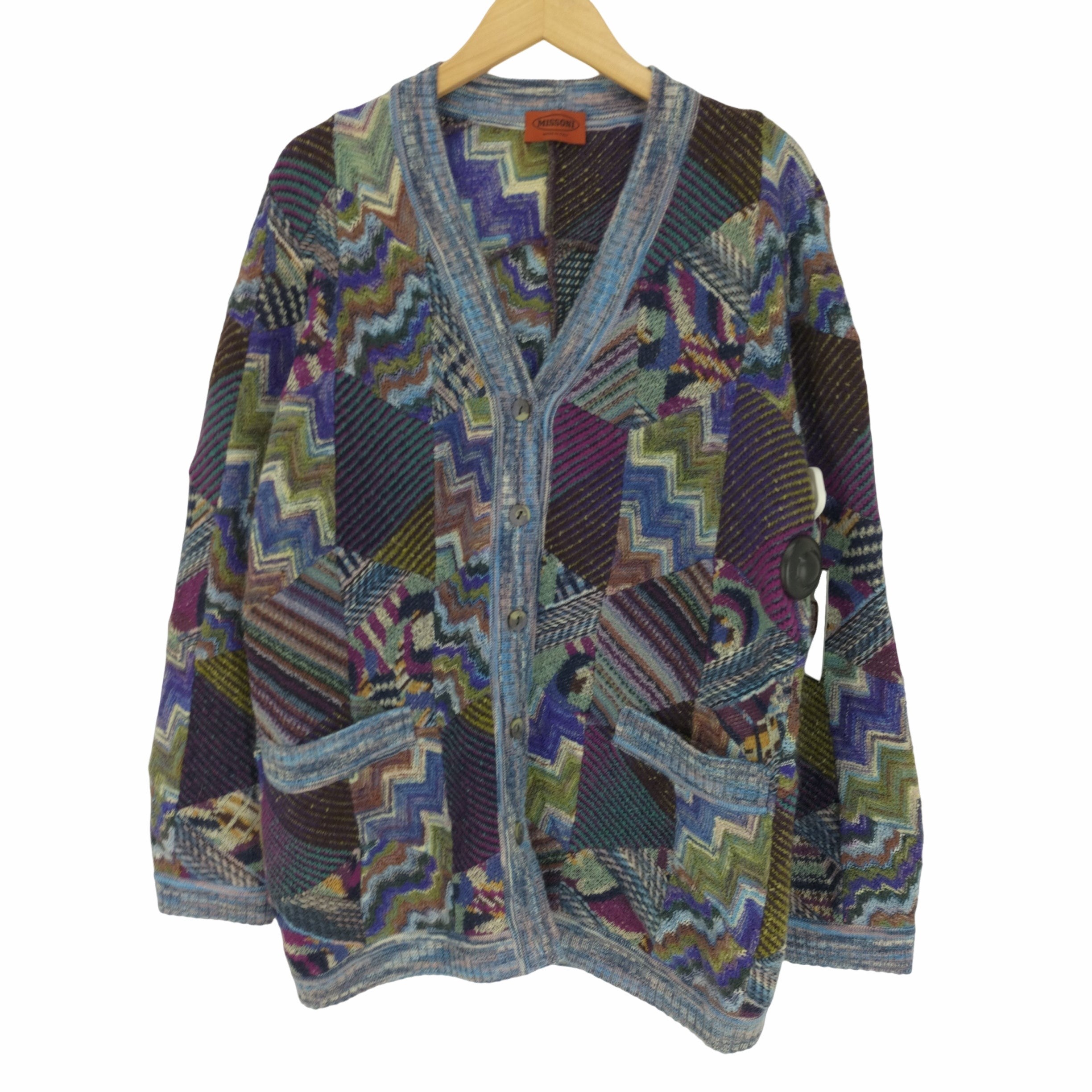 イタリア製 モヘヤ混 MISSONI カーディガン ボーダー マルチカラー S イタリア製 モヘヤ混 MISSONI カーディガン ボーダー マルチカラー S