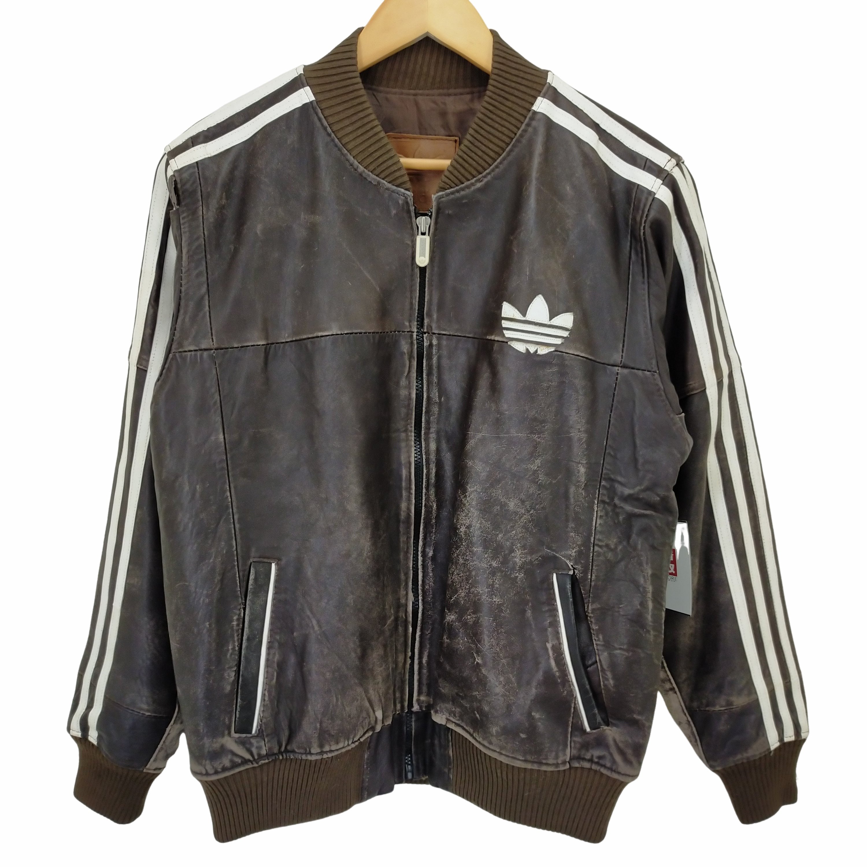 adidas originals レザー ジャケット シャツ Adidas originals baseballフェイク レザー ベースボール シャツ