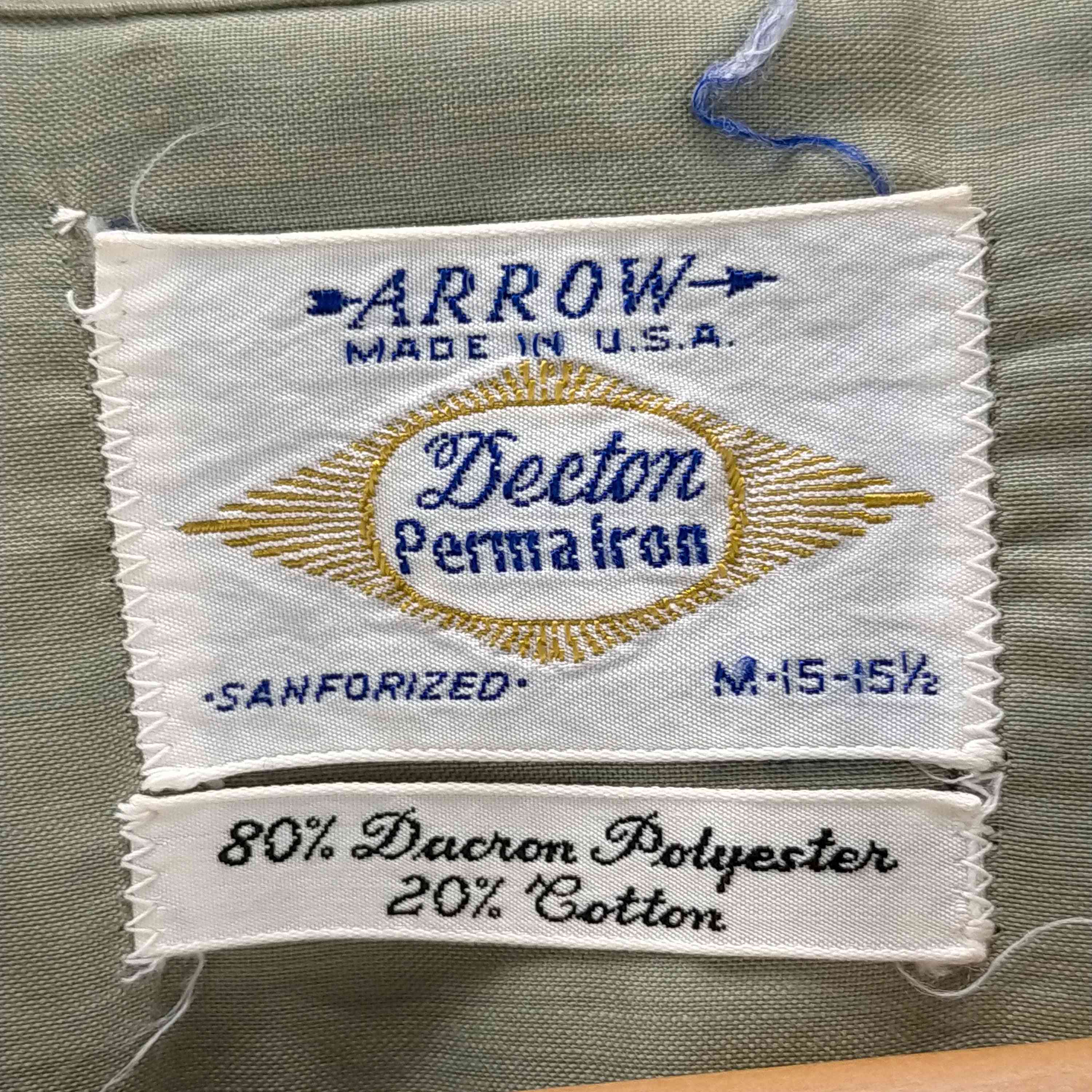 アロー ARROW 60S USA製 DECTON PERMALRON 開襟 半袖シャツ メンズ