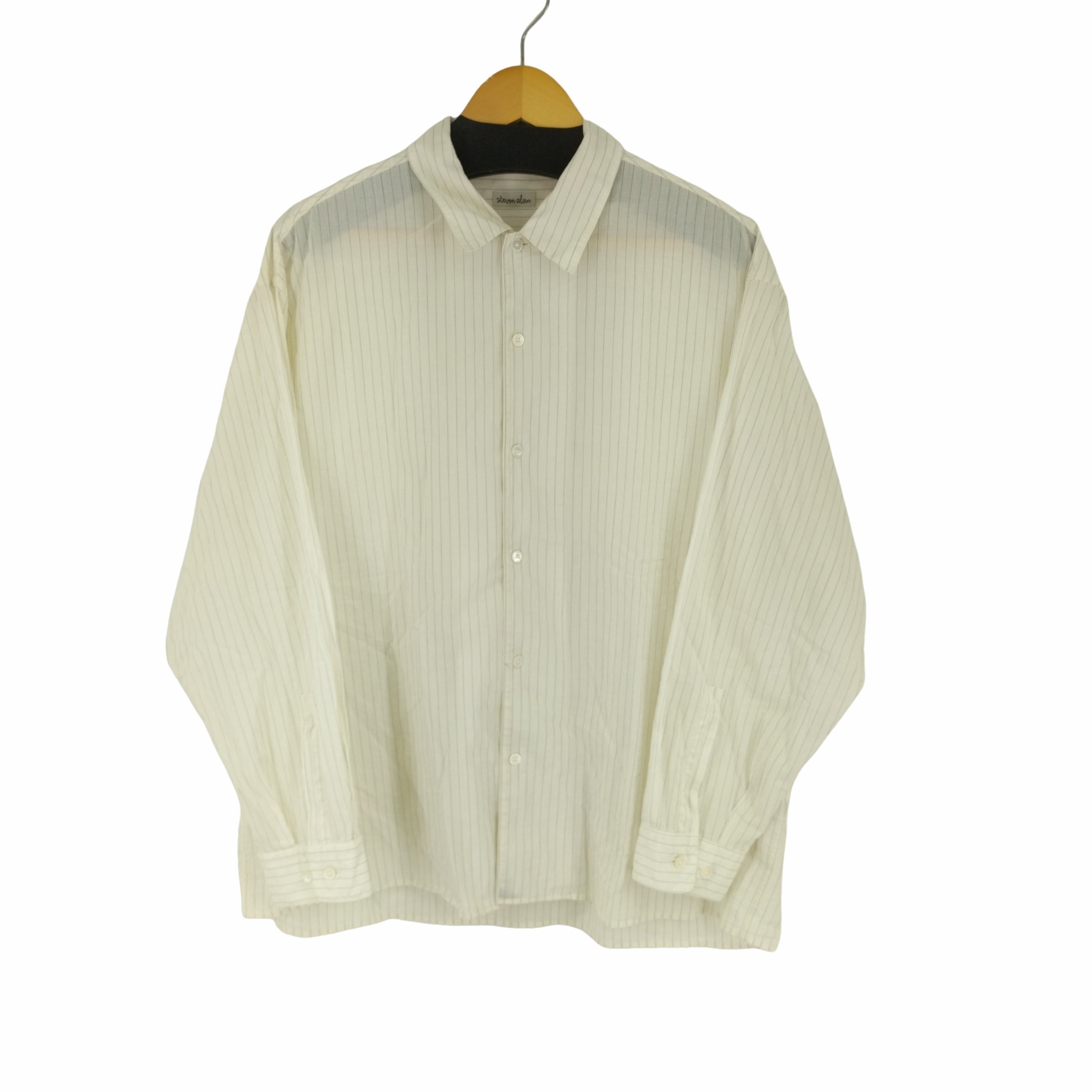 スティーブンアラン Steven Alan C/W VOIL STRIPE CAMP COLLAR SHIRT メンズ JPN：L