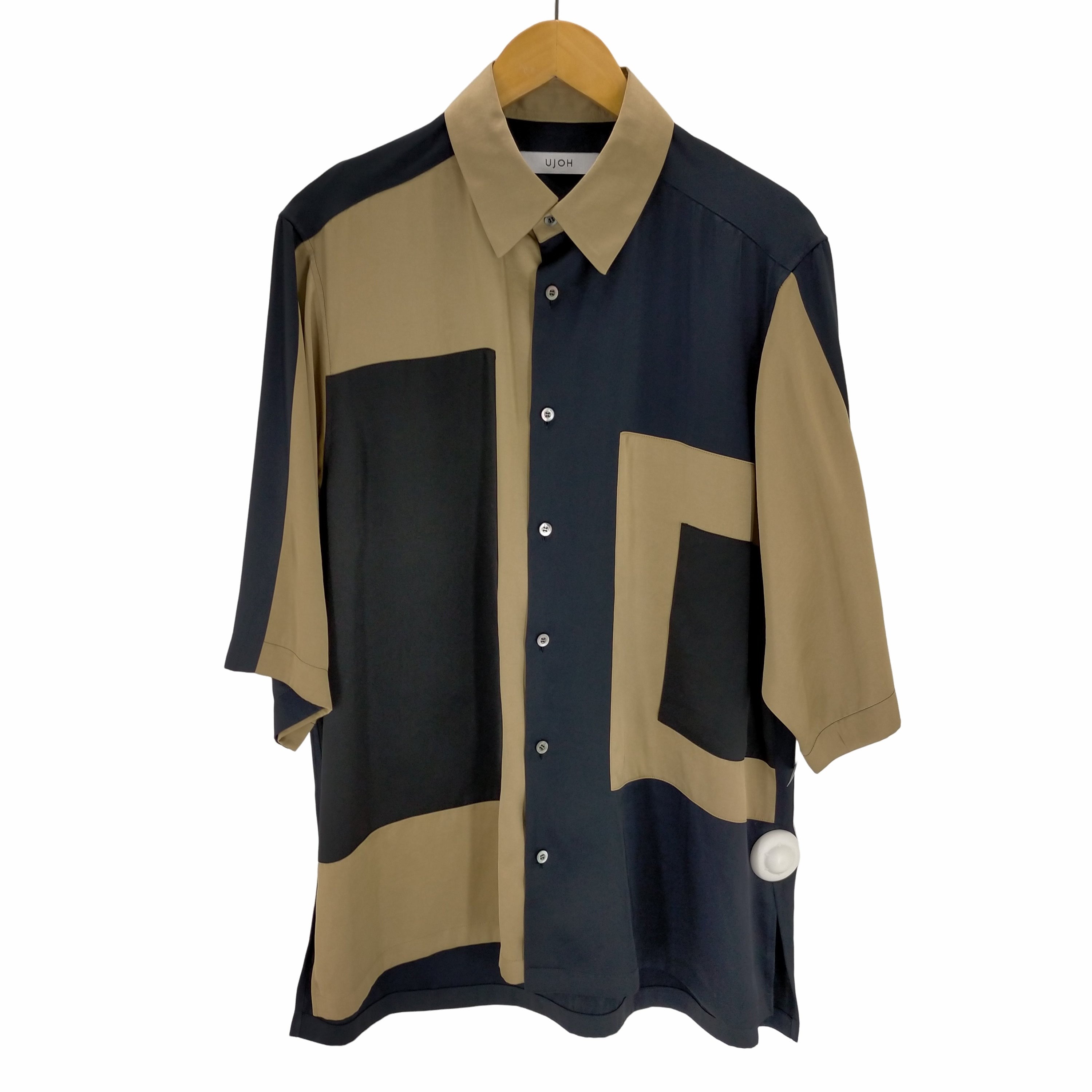 UJOH HOMME スイッチスリットシャツ ピンストライプサージウール