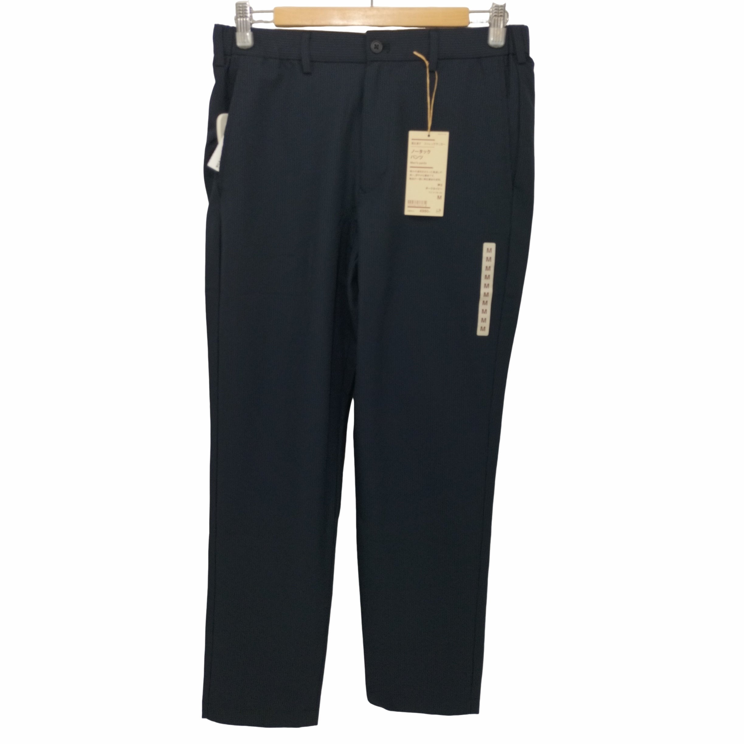 無印良品 風を通すストレッチサッカーノータックパンツ ブラック