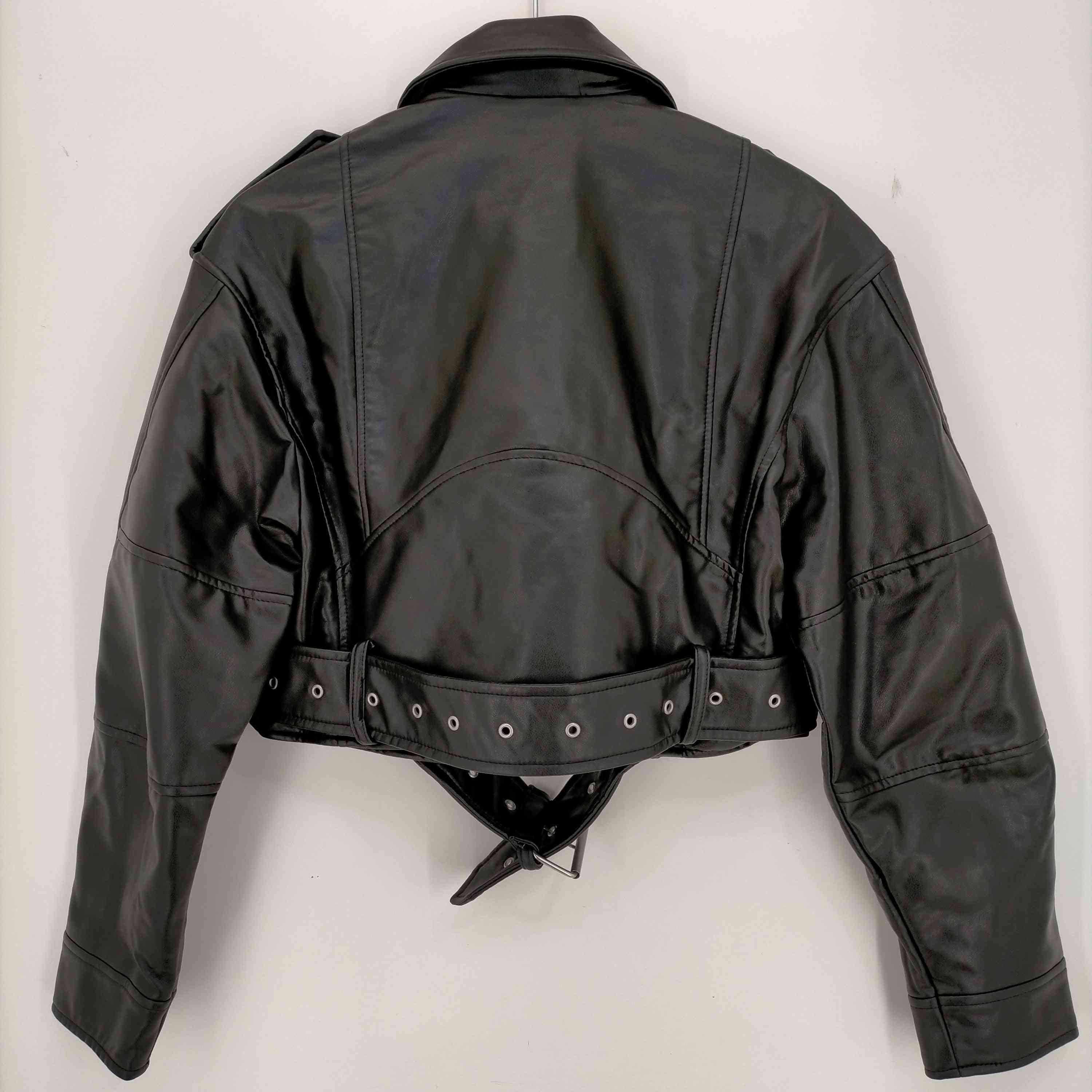 ザラ ZARA フェイクレザークロップドライダースジャケット レディース