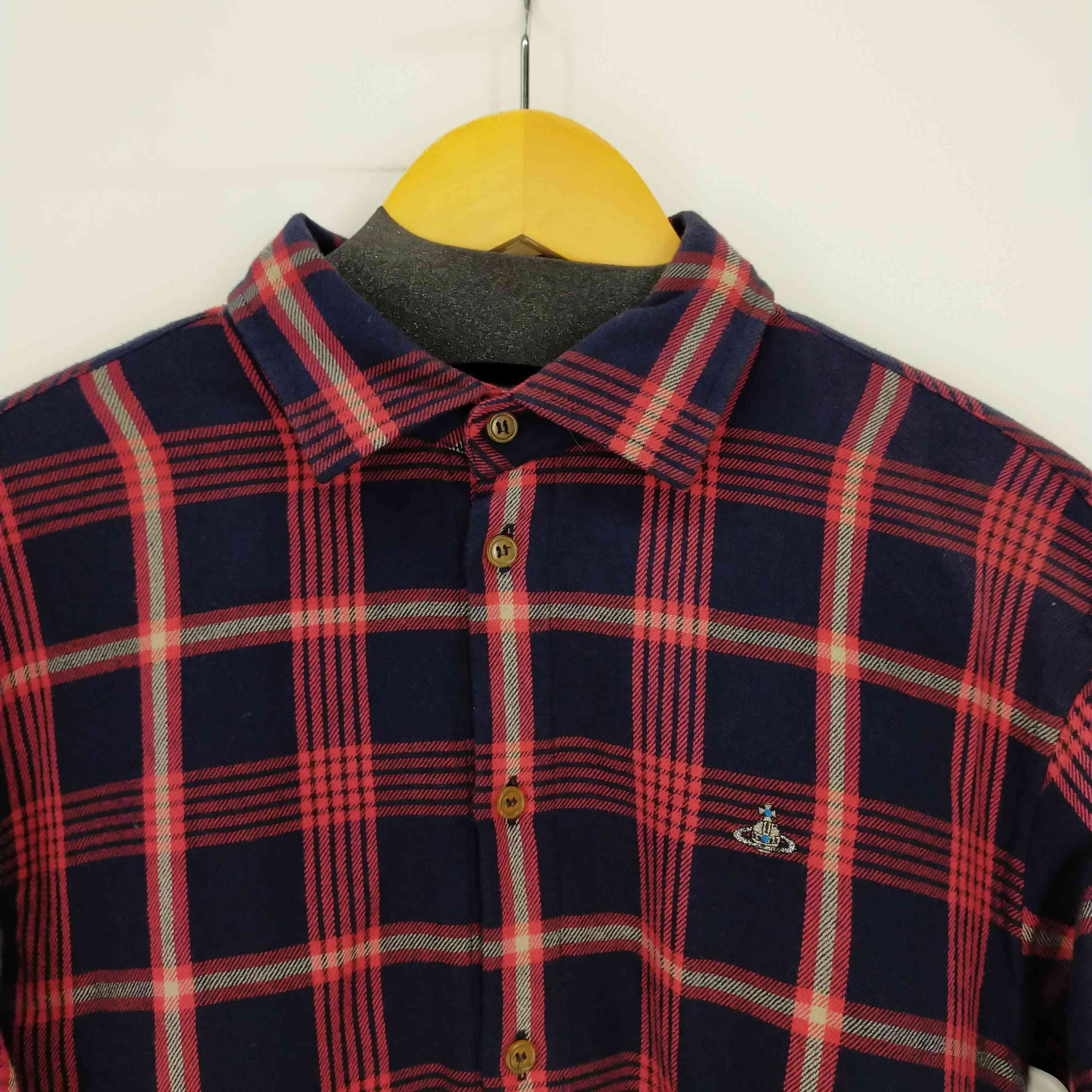 限定特価viviennewestwood チェック　ネルシャツ　希少　オーブ刺繍 ヴィヴィアンウエストウッドマン Vivienne Westwood MAN 46 S