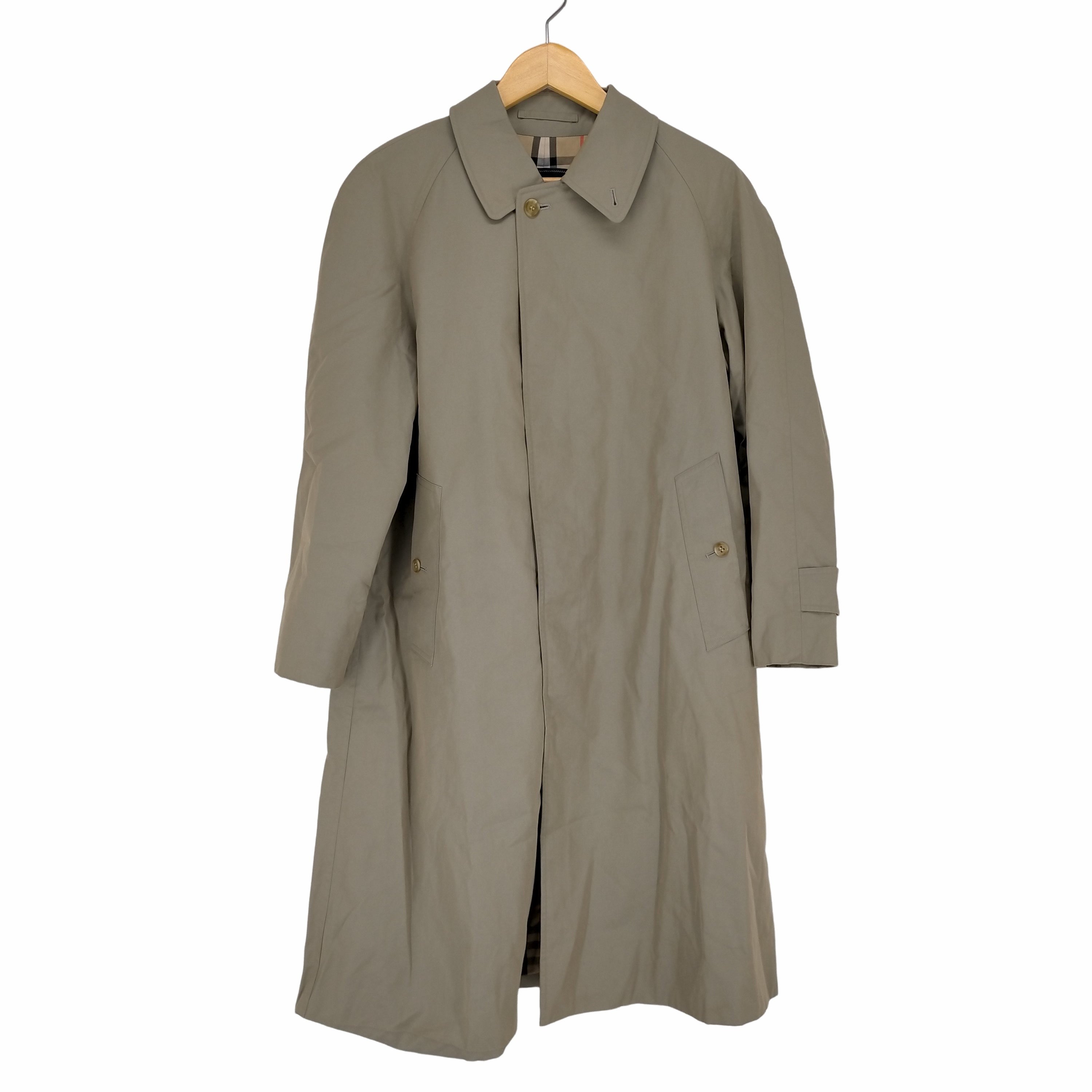 【希少】BURBERRY ステンカラーコート ノバチェック グレー 銀ボタン L BURBERRY - 希少 90s BURBERRY 国内正規 玉虫色ステンカラーコート