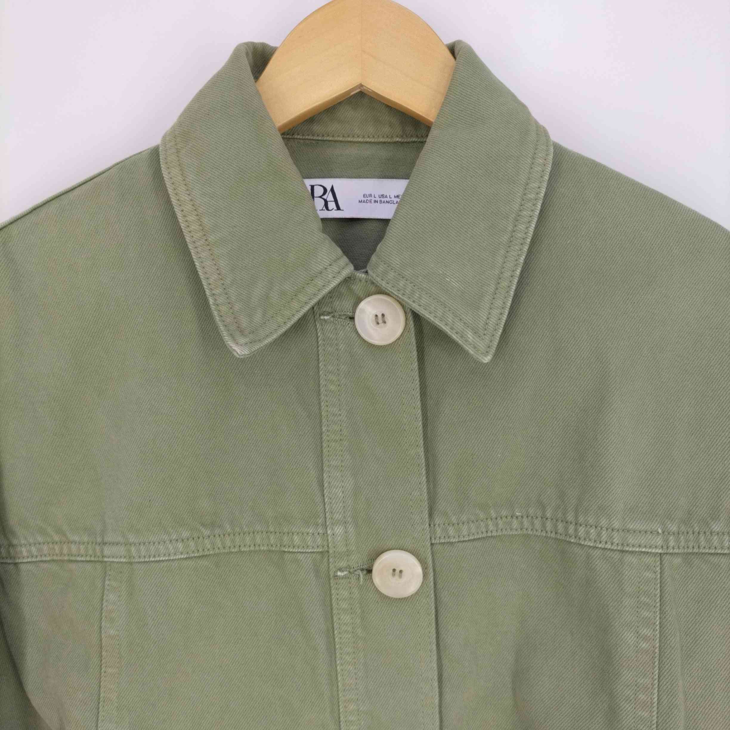 ZARA - ZARA タックスリーブ デニムジャケット カーキの通販 by
