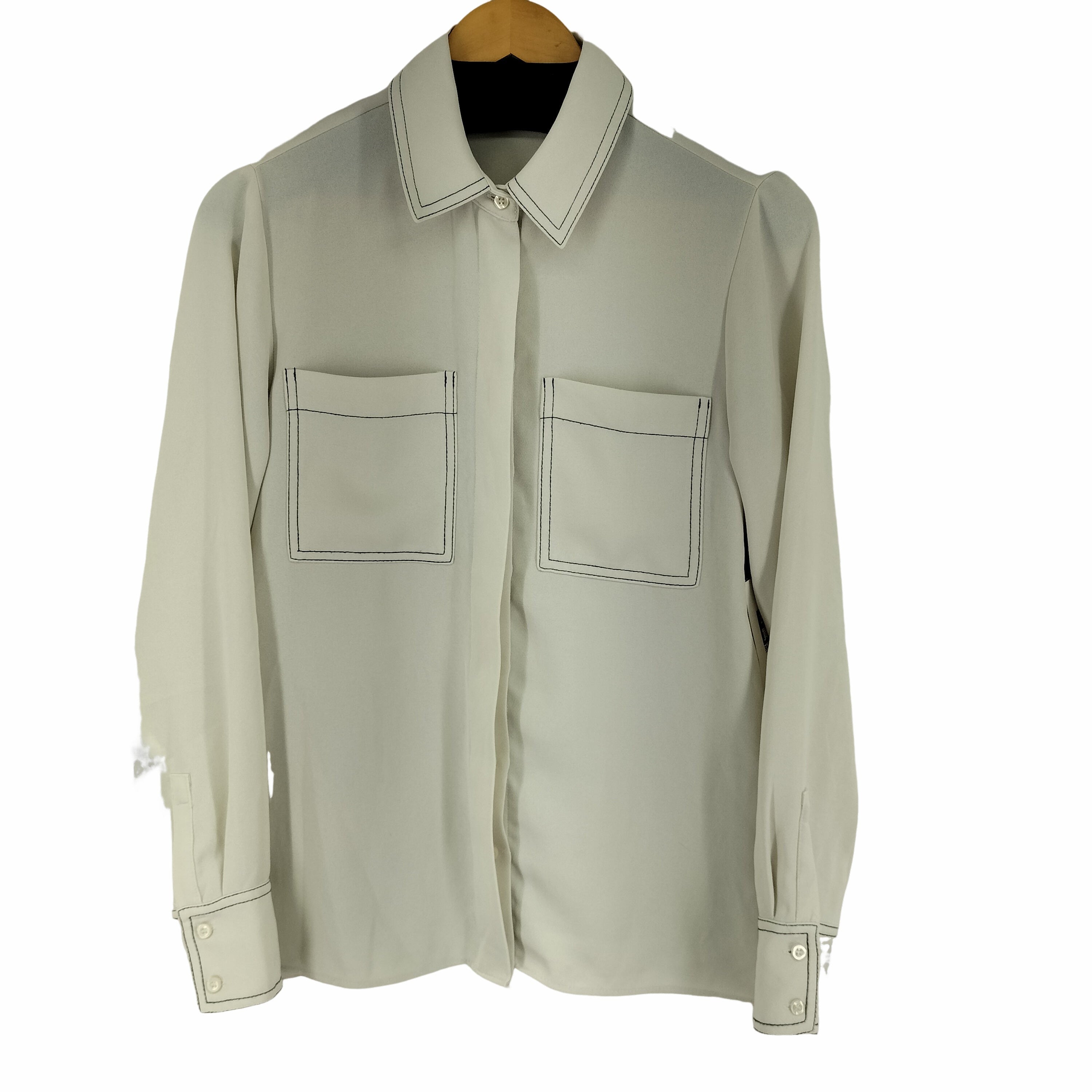 ザラ ZARA コントラスト トップステッチ シャツ レディース import：S 