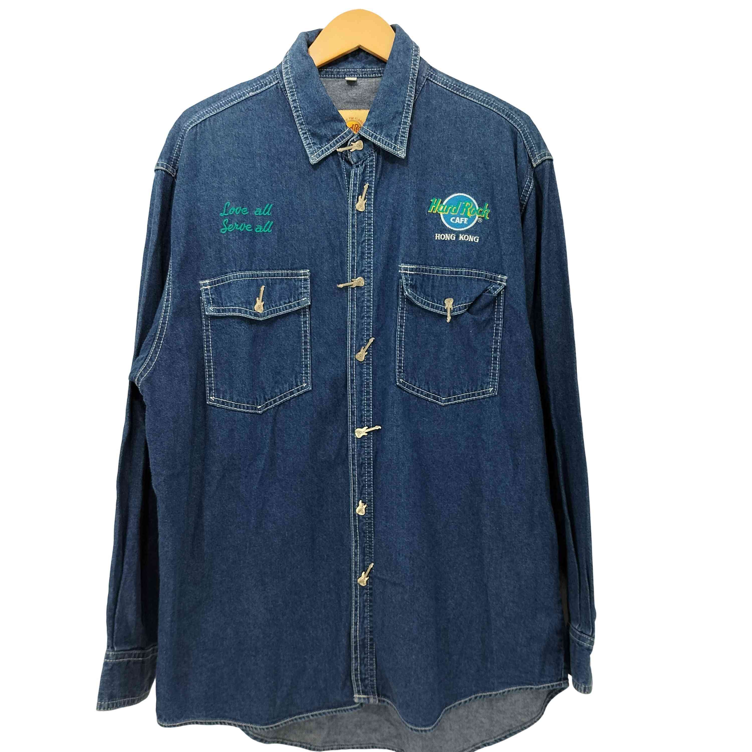Hard Rock CAFE ハードロックカフェ デニムシャツ ギター刺繍