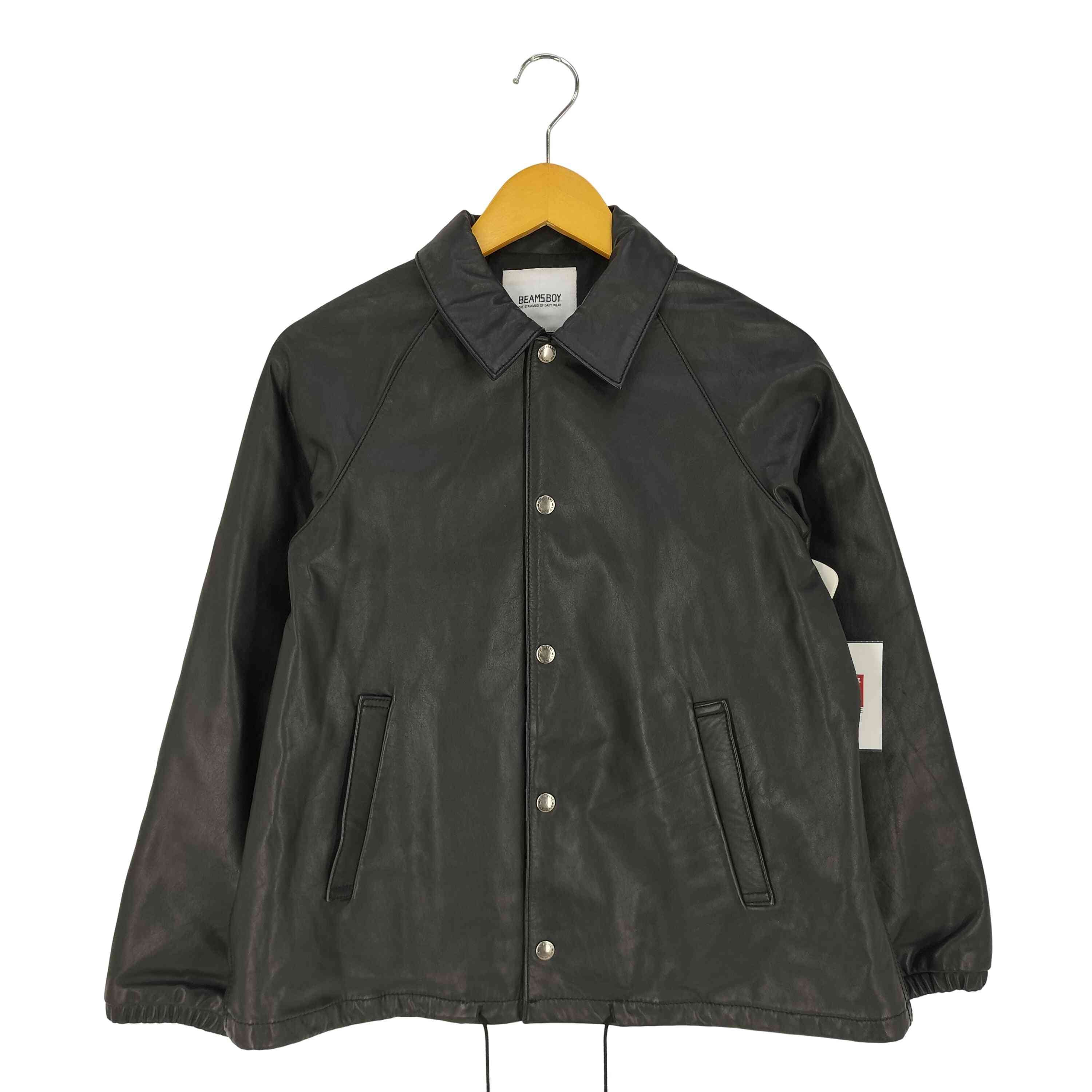希少　beams boy ビームスボーイ　レザー　コーチ　ジャケット　ブラック ビームスボーイ BEAMS BOY レザー コーチジャケット レディース