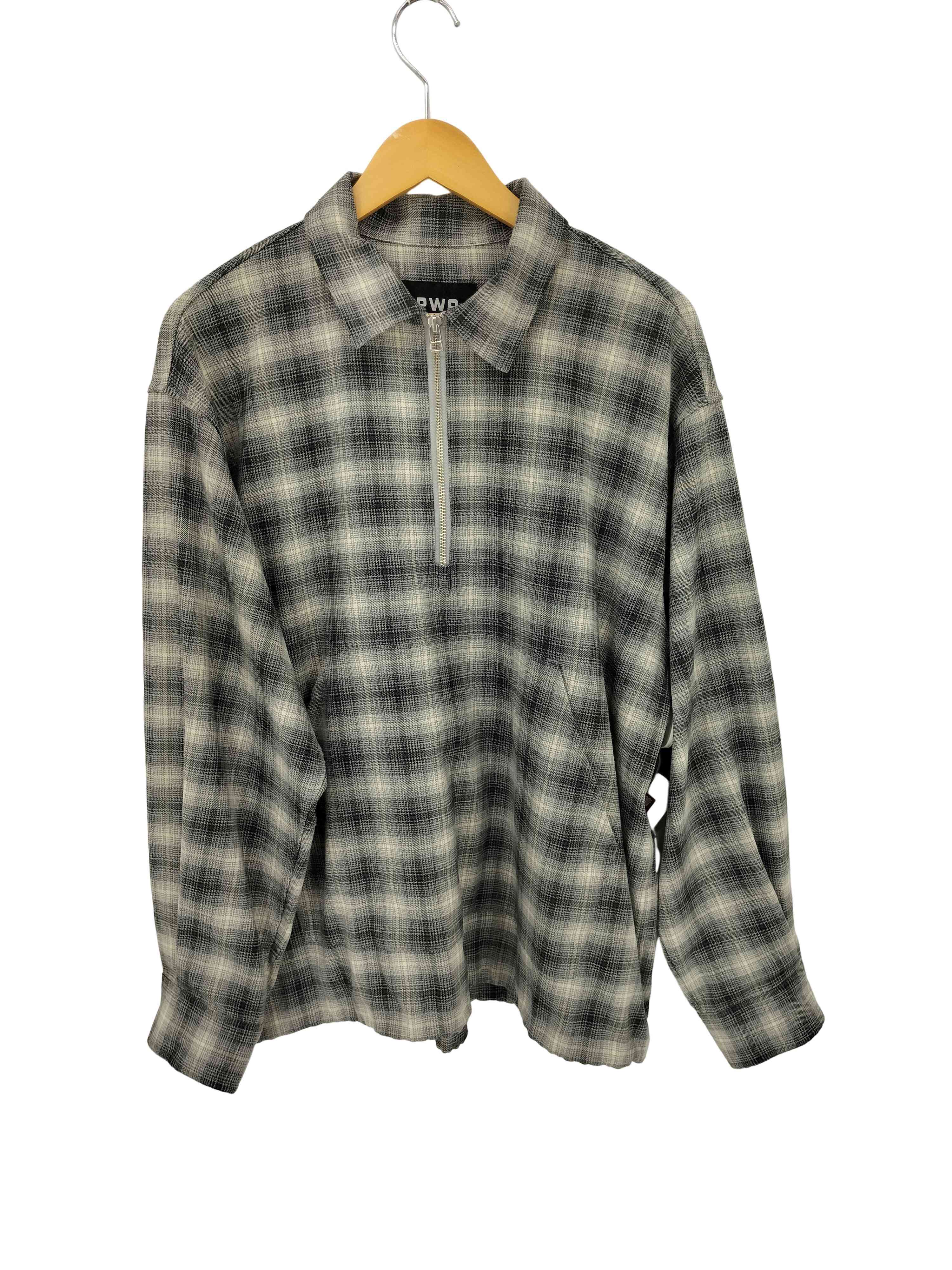 プア PWA PLAID BALOON SHIRT オンブレチェック ハーフジップ メンズ