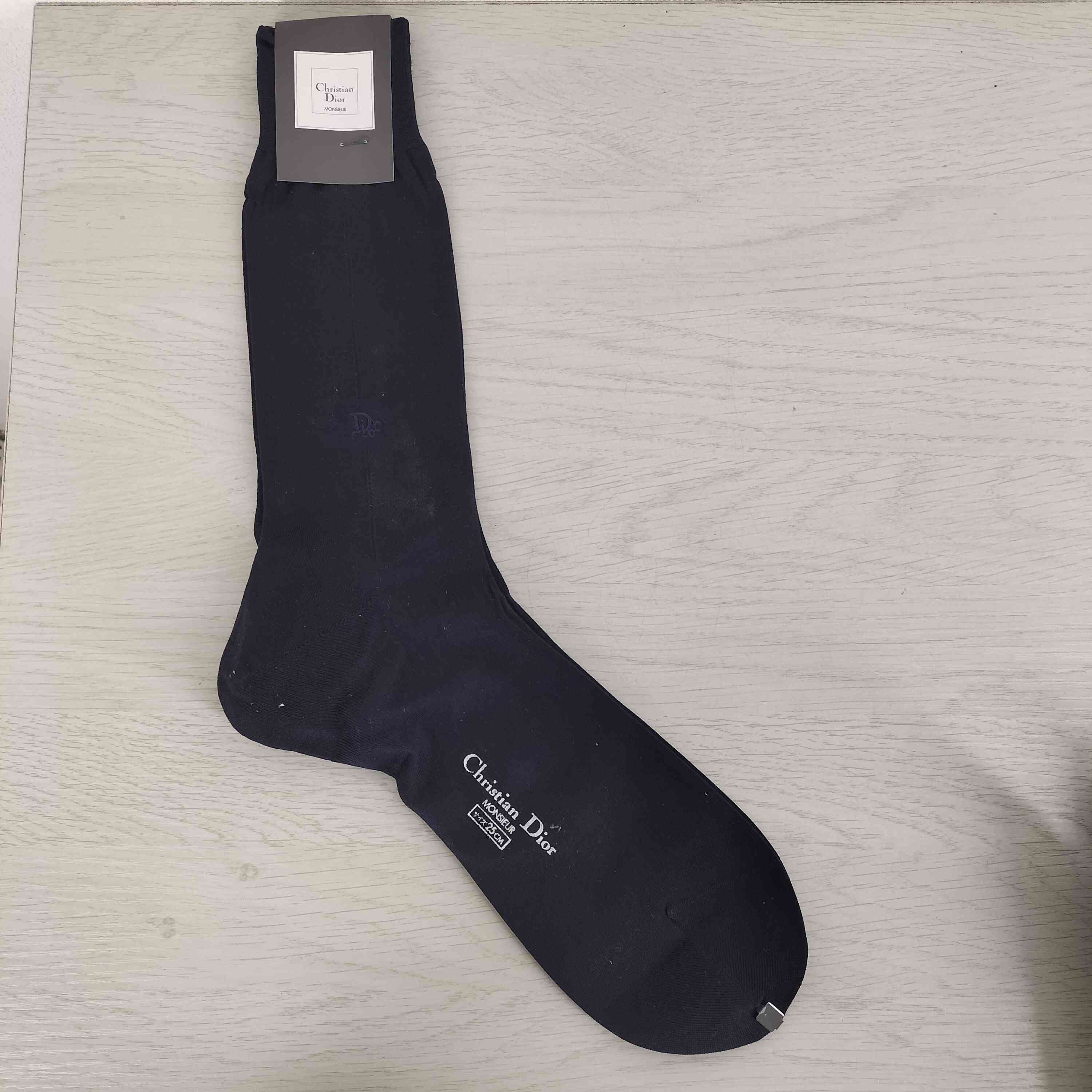 未使用 現行 ディオール Christian Dior ロゴ刺繍 ソックス 白
