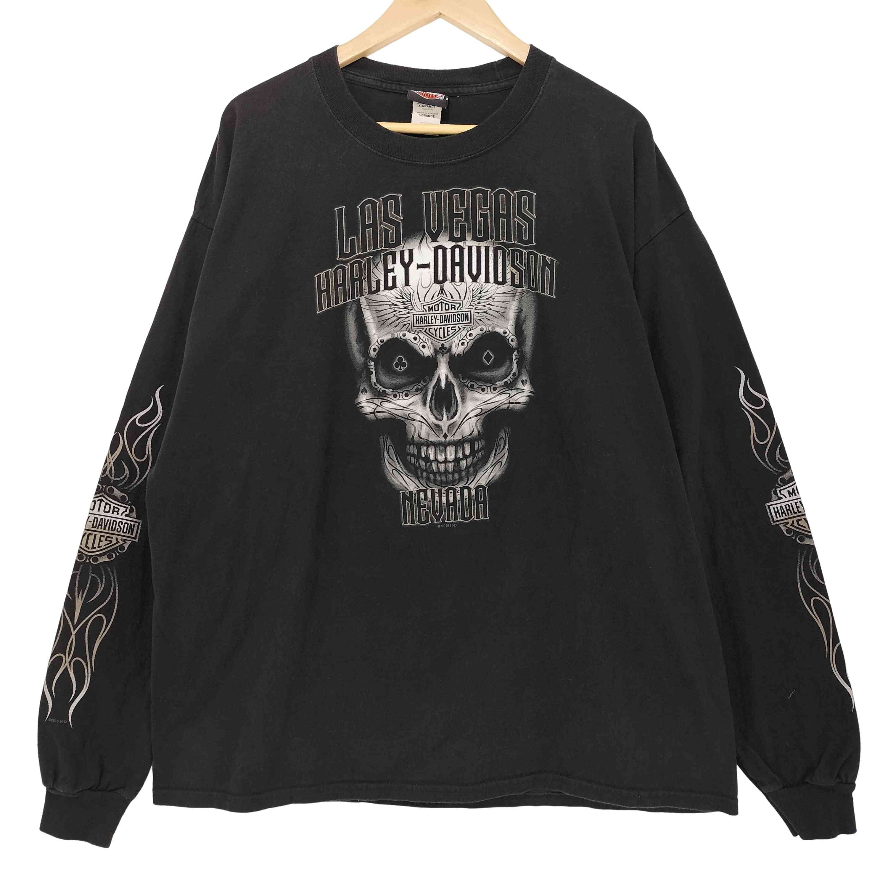 ハーレーダビッドソン HARLEY-DAVIDSON 両面プリント スカル フレイム 