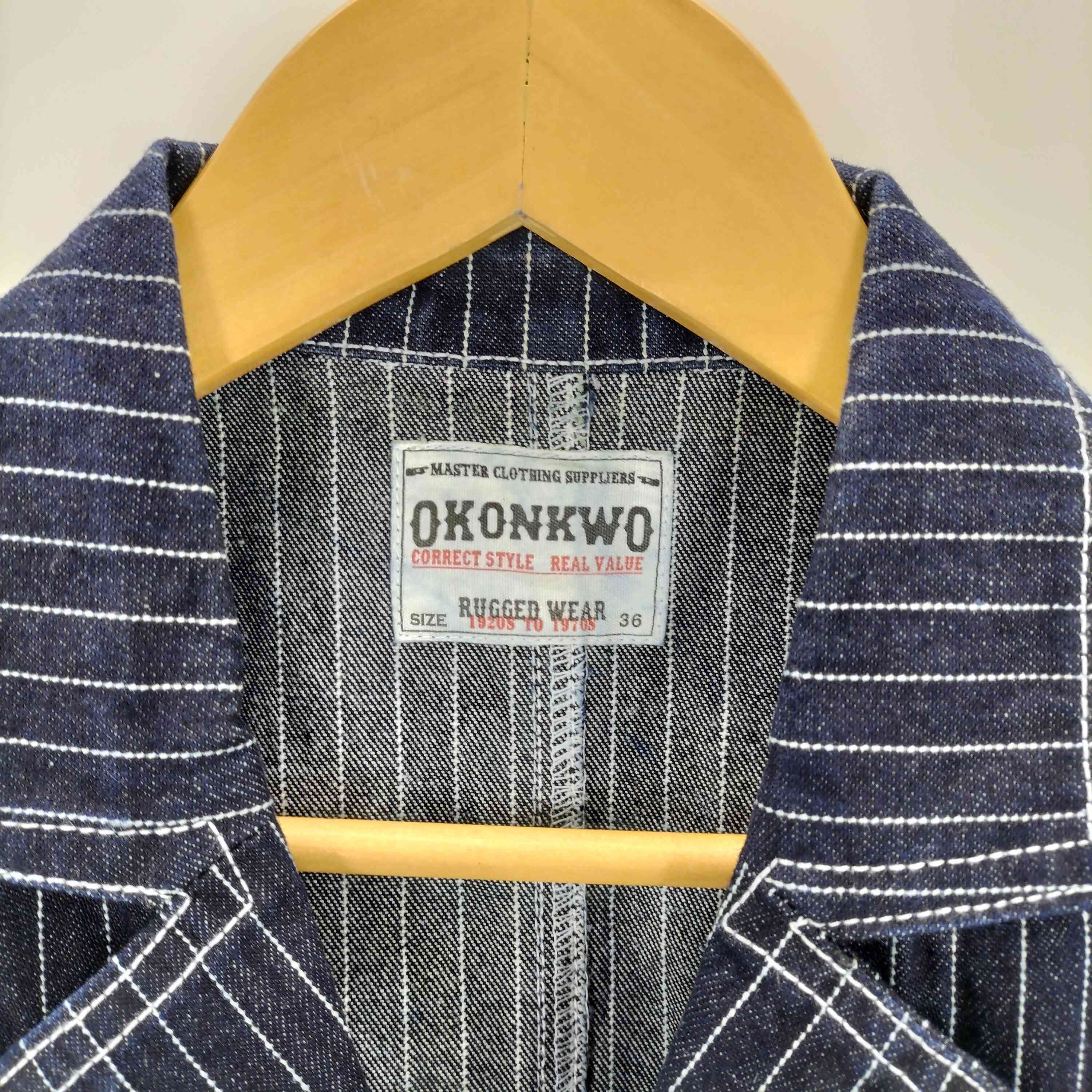 中古 OKONKWO ストライプ デニムベスト OKONKWO ストライプデニムベスト サイズ38 - メルカリ