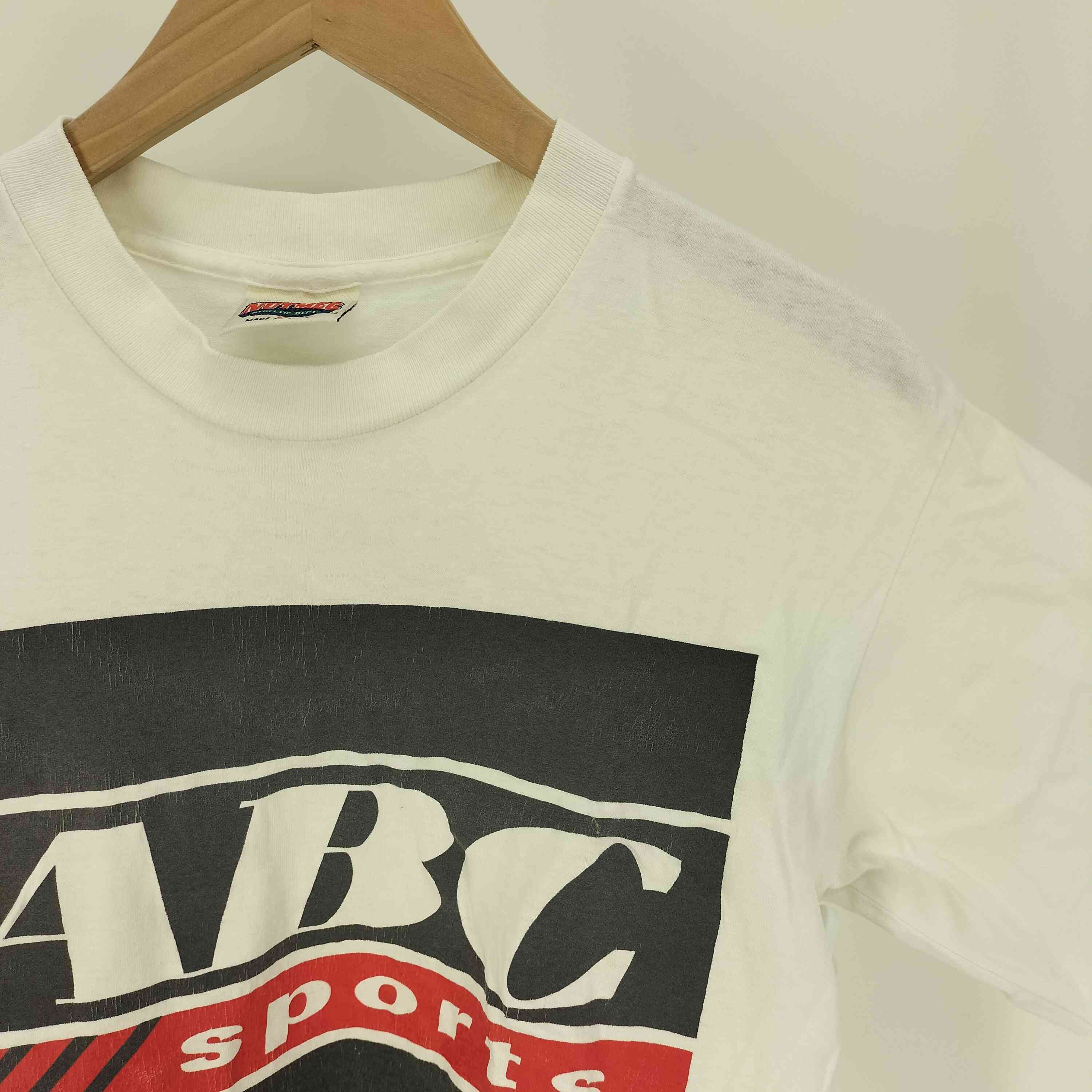 ナツメグ NUTMEG 90S USA製 ABC Sports プリント S/S Tシャツ シングル