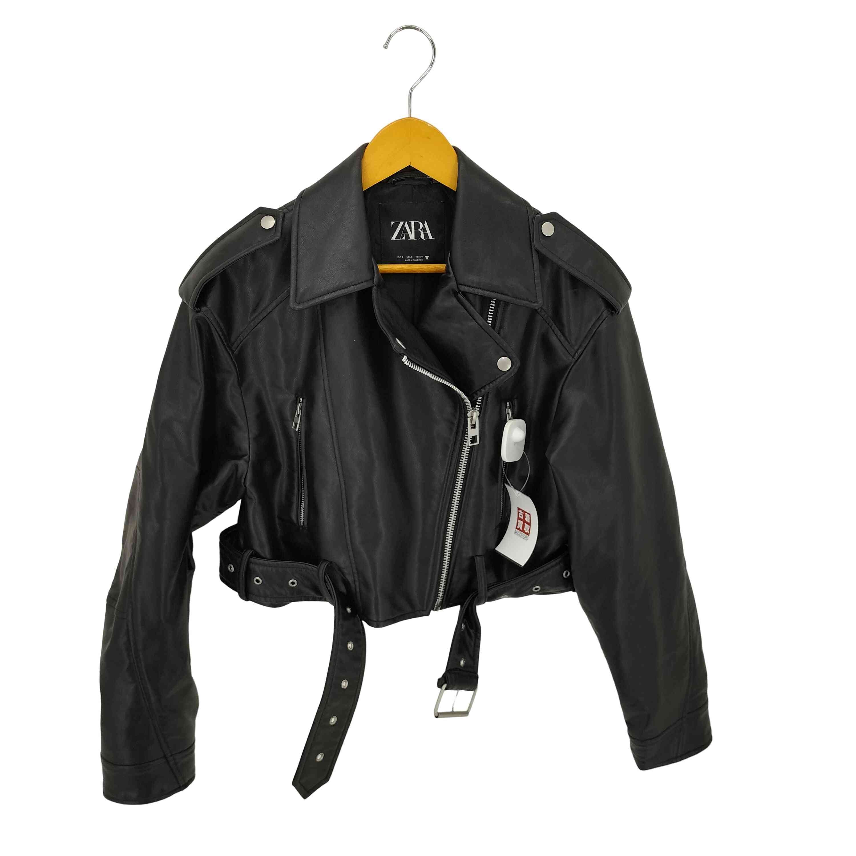 すぐ届く☆ZARA フェイクレザー クロップド バイカー ジャケット ZARA フェイクレザークロップド ライダースジャケット - メルカリ