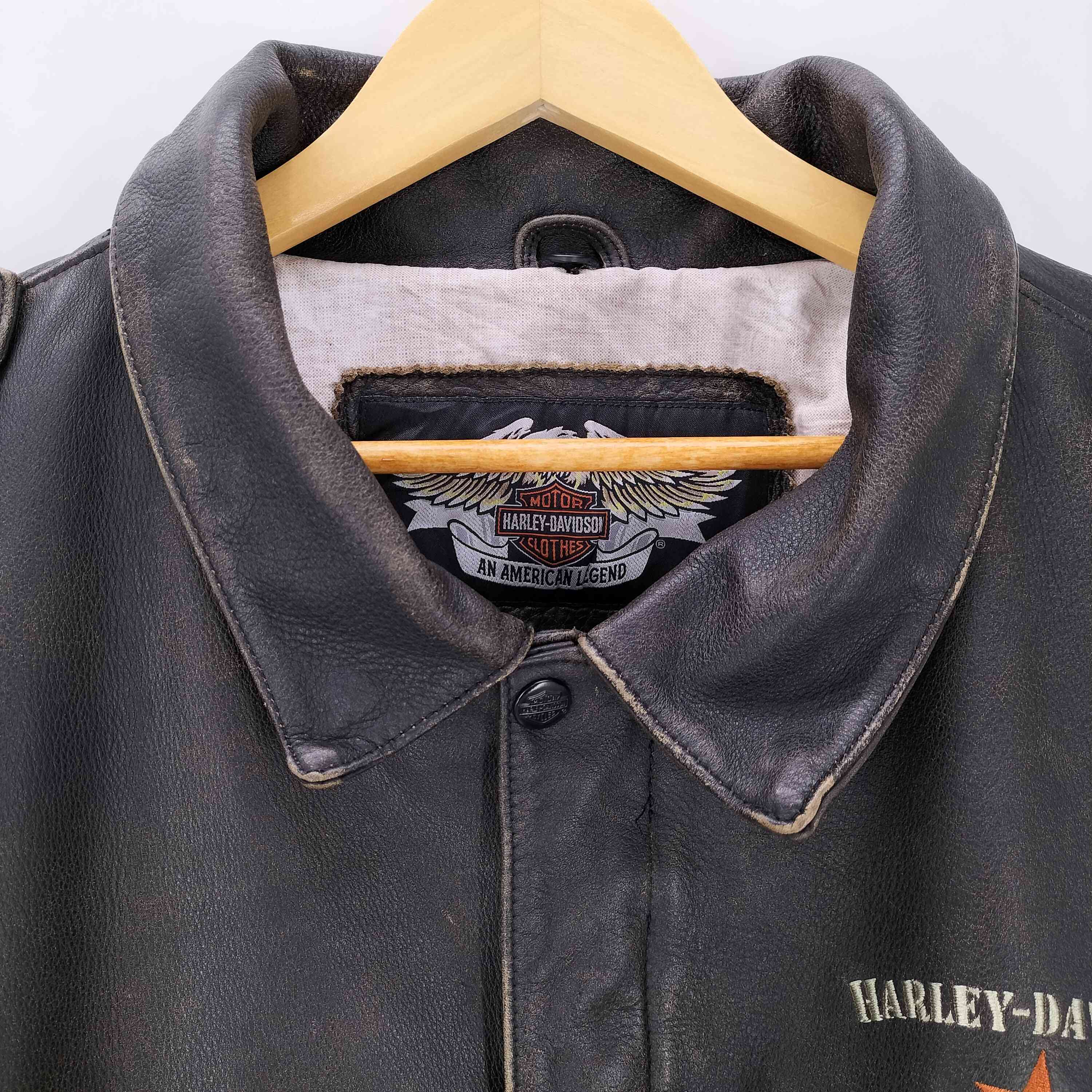 ハーレーダビッドソン HARLEY-DAVIDSON 裏地転写 ワッペン付き A-2 レザージャケット メンズ 3xl –  ブランド古着買取販売バズストア