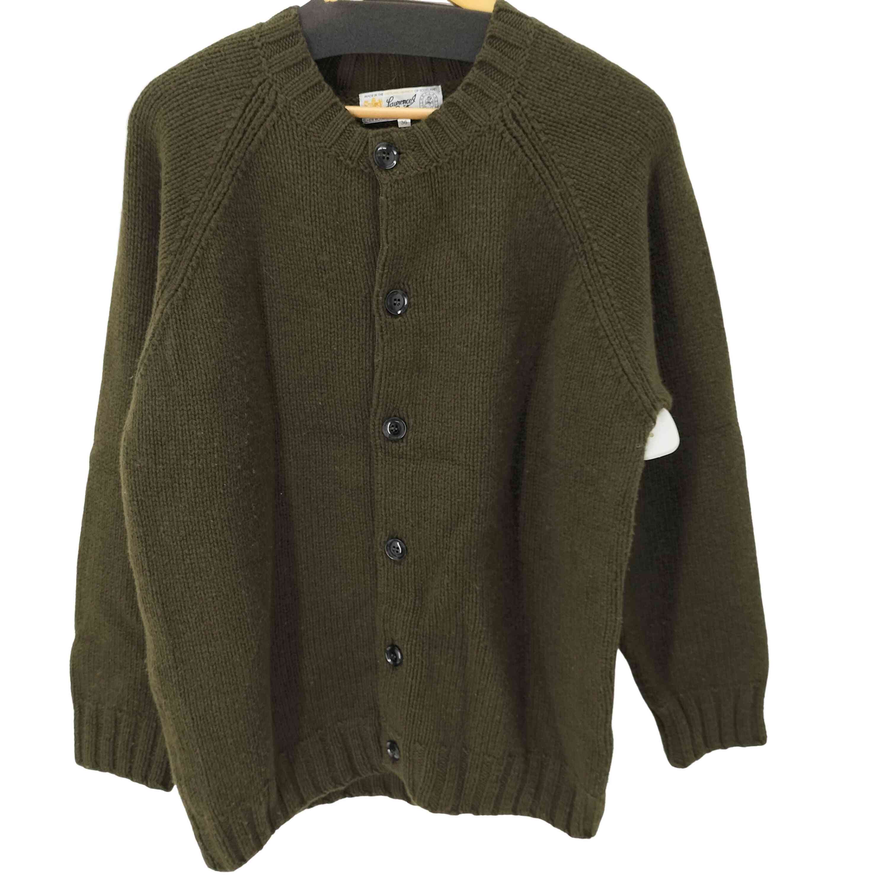 美品 Laurence J. Smith ウール クルーネックニットカーディガン ローレンスジェイスミス Laurence J Smith イギリス製 ウール100