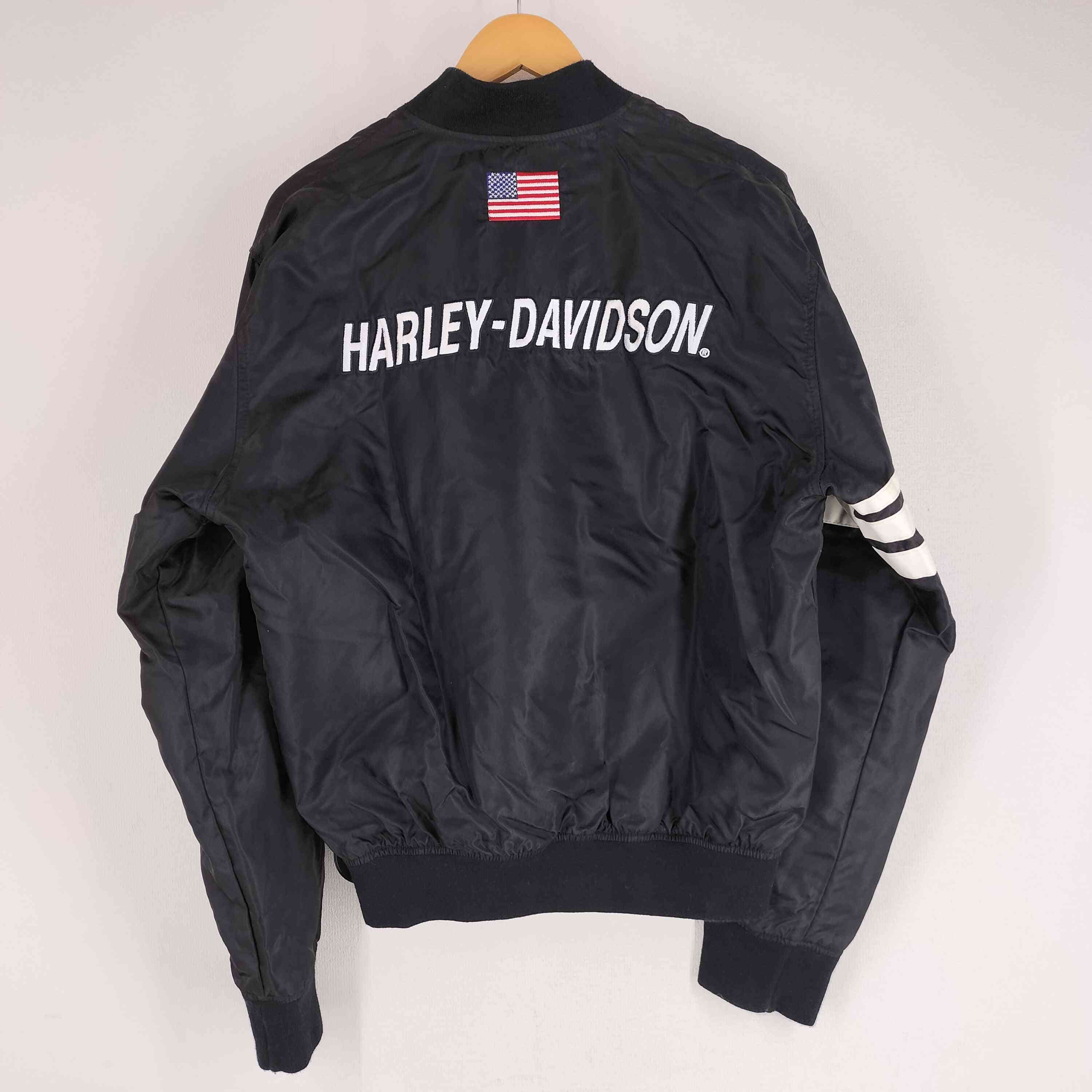 Harley Davidson MA-1 ブラック 刺繍 ハーレーダビッドソン HARLEY-DAVIDSON USA製 裏地メッシュ