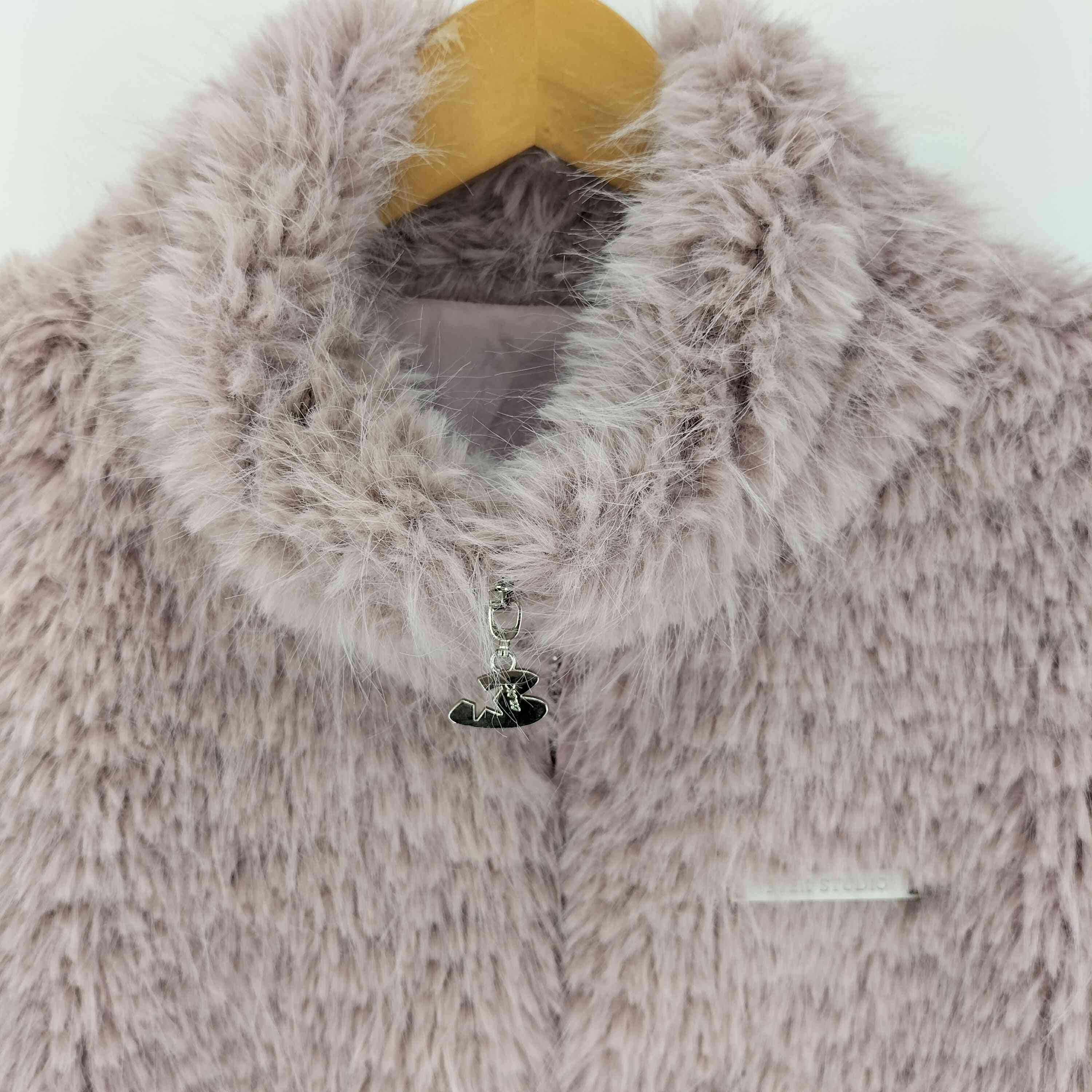 EZEK PROJECT Rabbit fur jacket ロゴ プレート スタンドカラー 