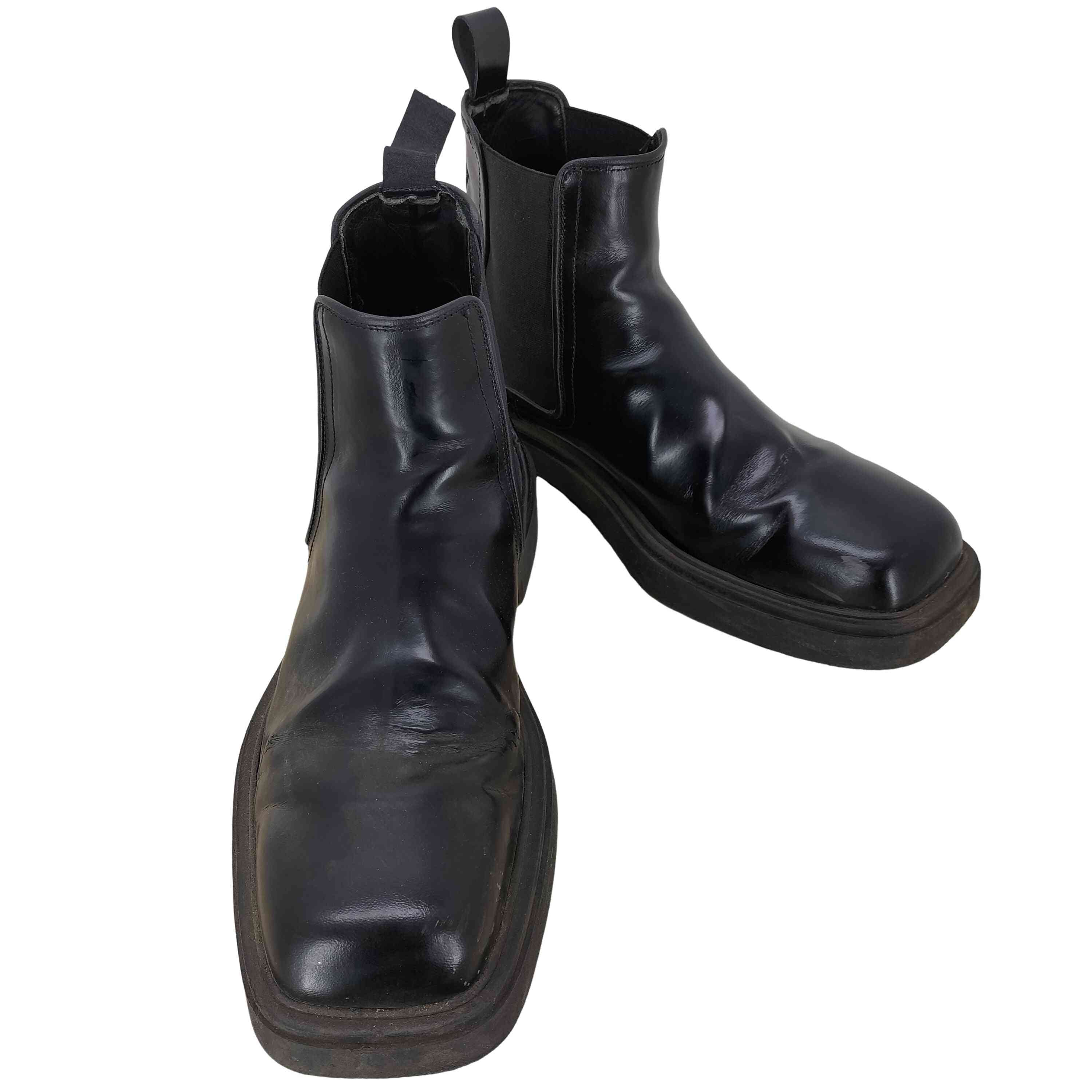 ザラ ZARA SQUARE TOE LEATHER CHELSEA BOOTS スクエアトゥ サイドゴア
