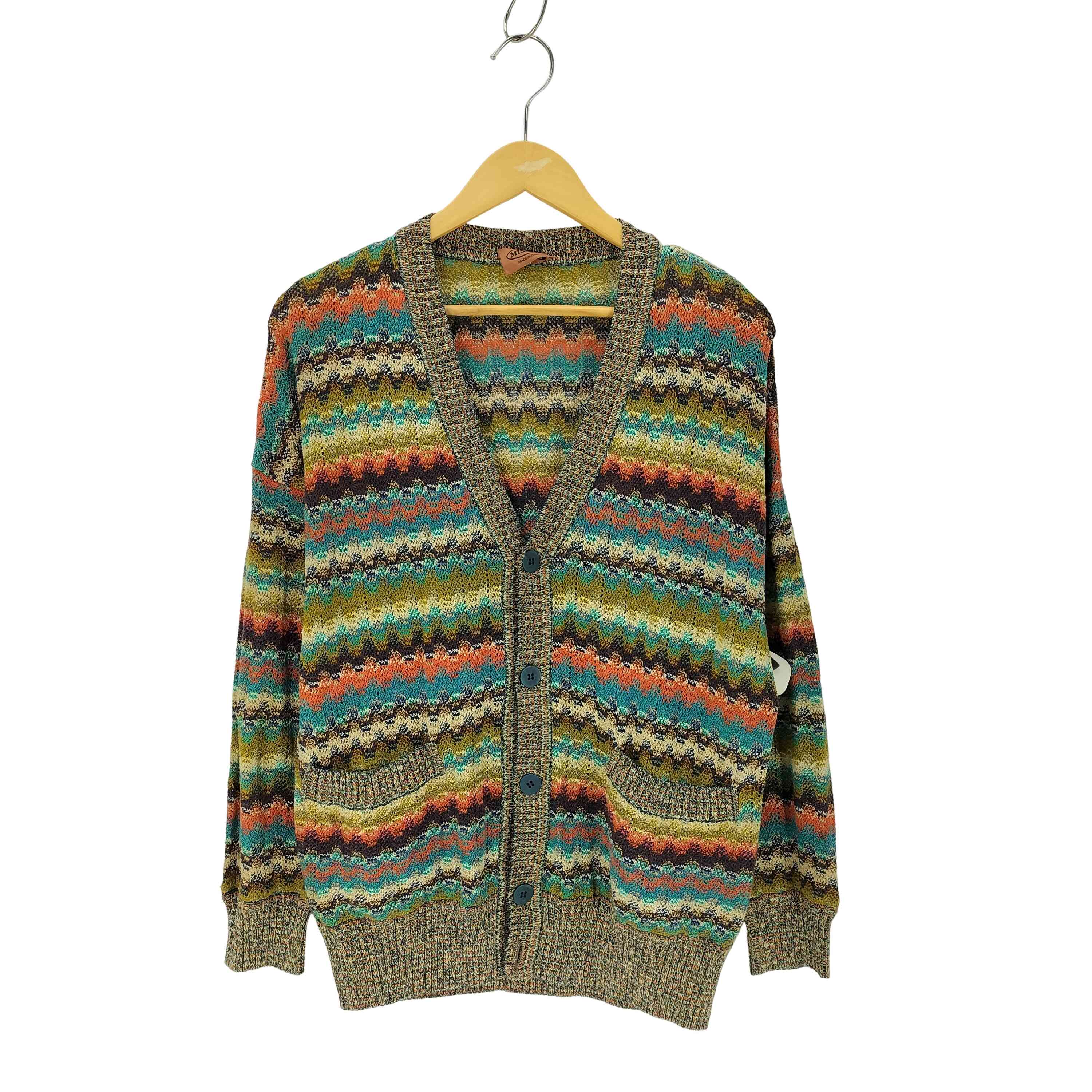 ミッソーニ MISSONI イタリア製 カラフルシアーカーディガン