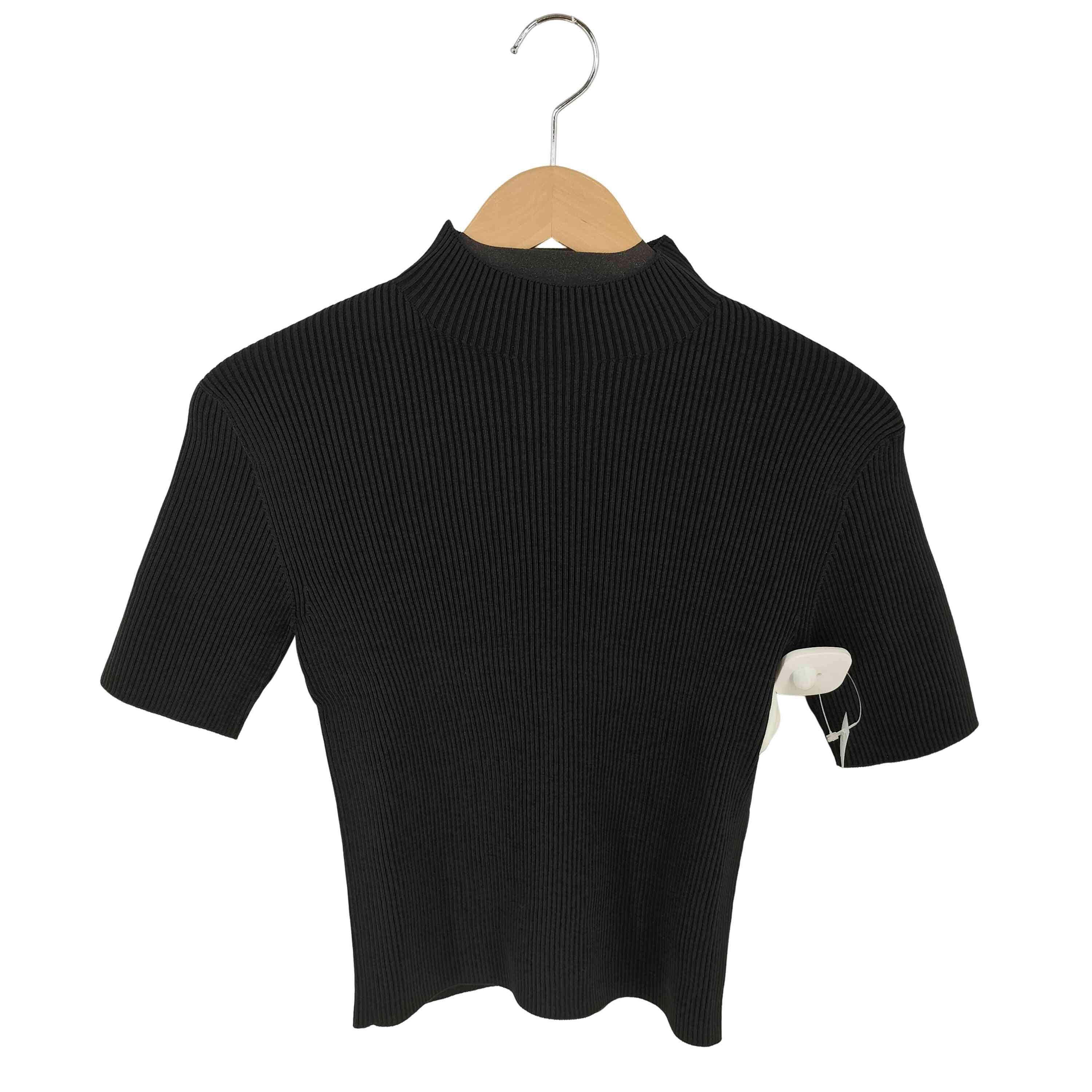 【美品】CFCL PORTRAITO SHORT SLEEVE TOPS 黒 FLUTED SHORT PUFF SLEEVE CROPPED TOP