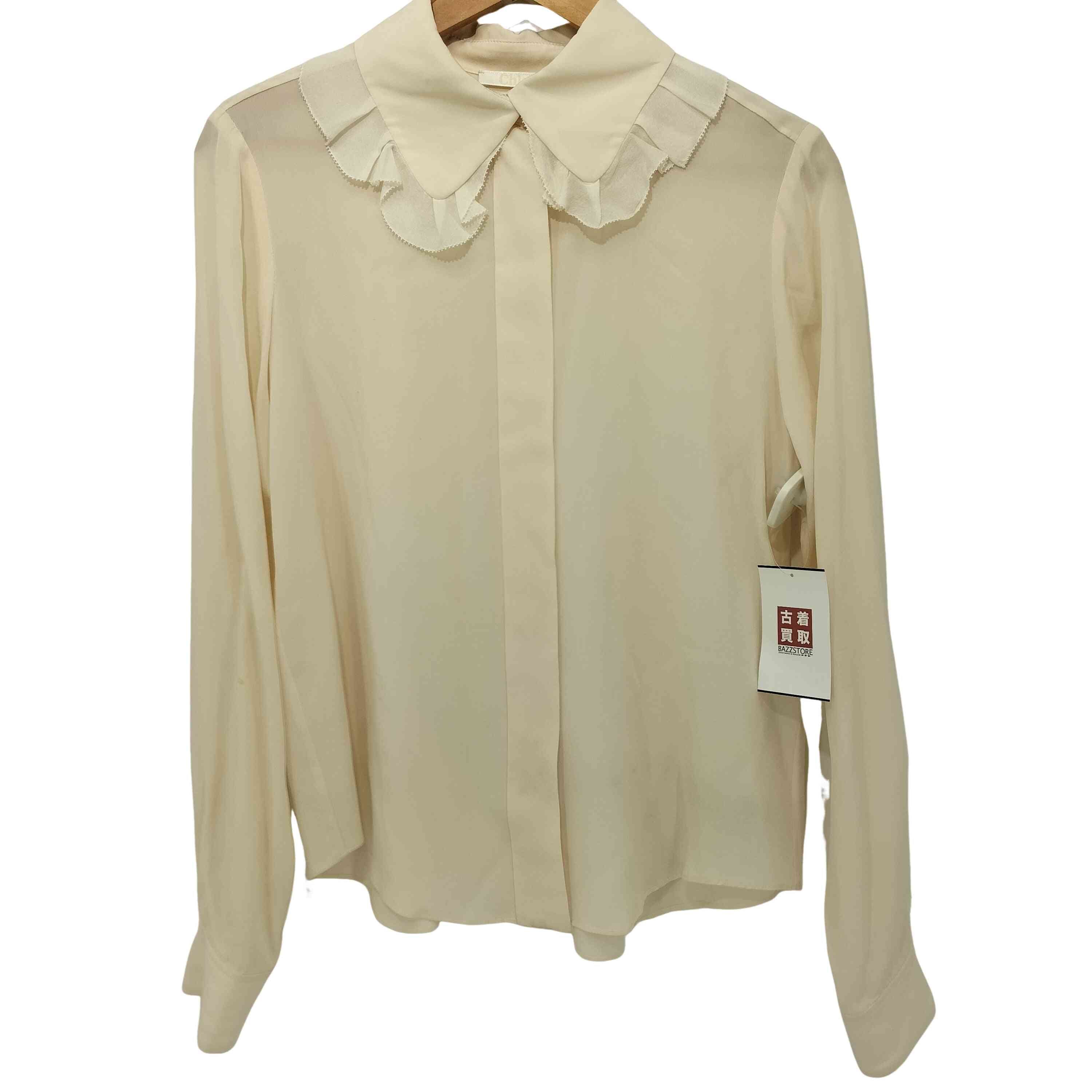 Chloe クロエ シルク ブラウス フリル襟 フランス製 クロエ Chloe フランス製 シルク 襟フリルデザイン L/S ブラウス