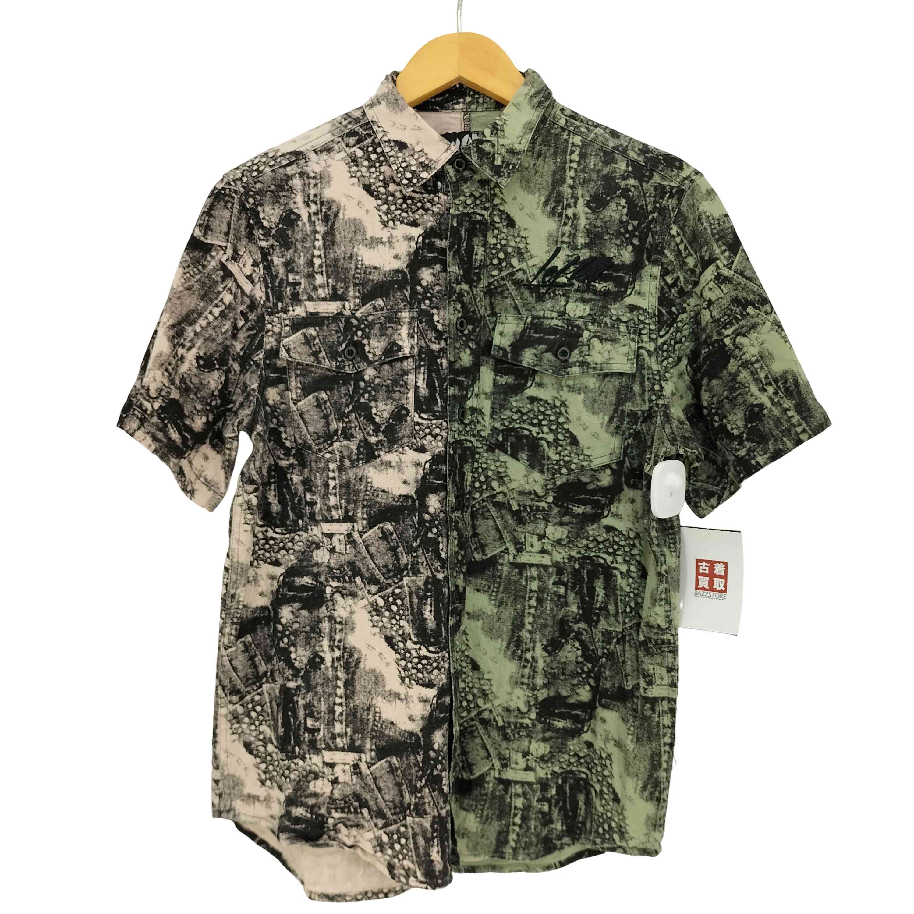 leflah半袖シャツ レフラー Leflah 総柄 ドッキング 半袖 シャツ メンズ JPN：M