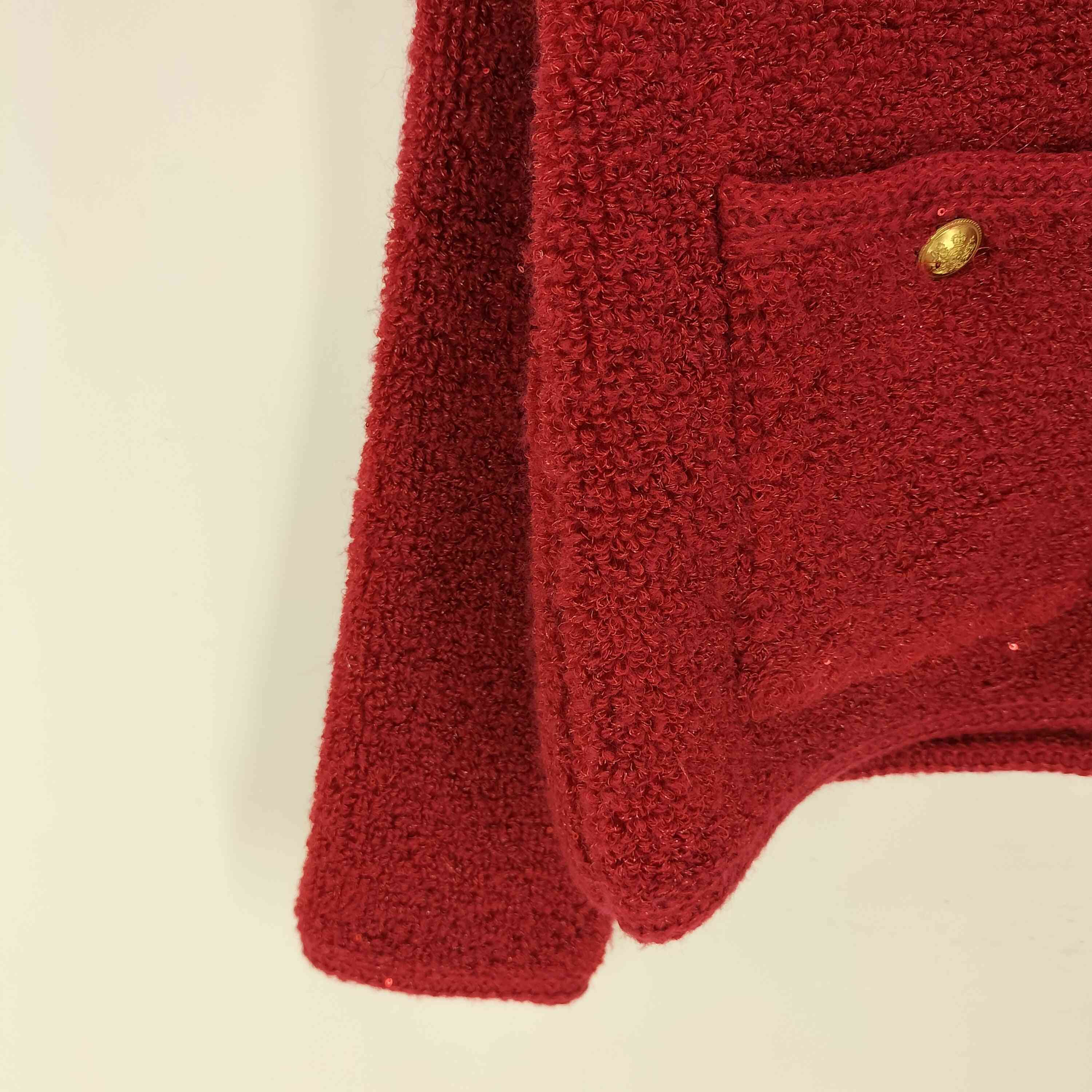 ミラオーウェン Mila Owen 金釦ノーカラーコンパクトラメニット