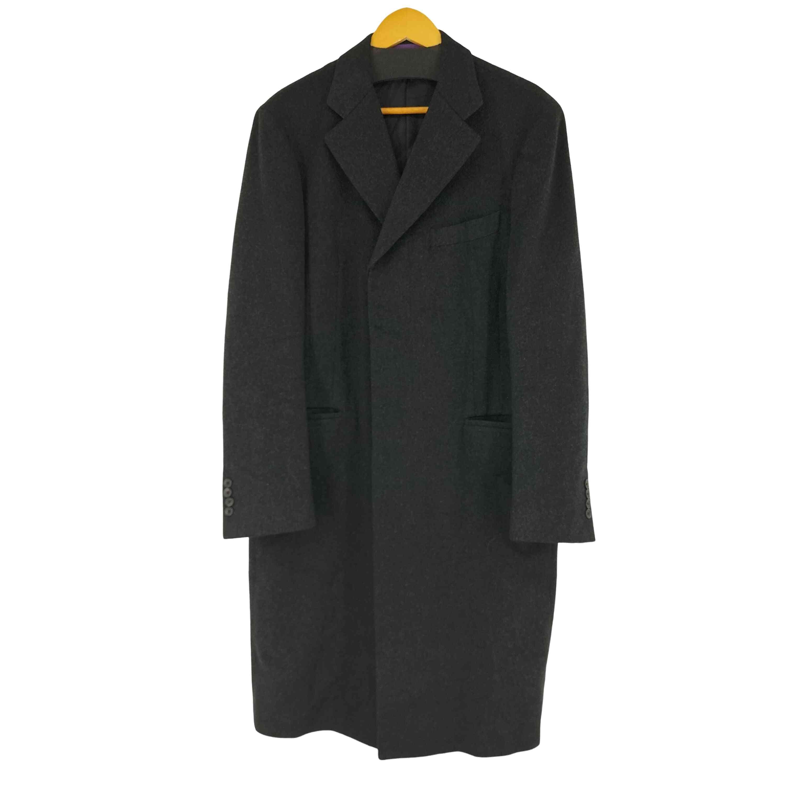 【外観美品】ポールスミス　ステンカラーコート　ロング丈　ライナー付き　比翼　黒 外観美品】ポールスミス ステンカラーコート ロング丈 ライナー