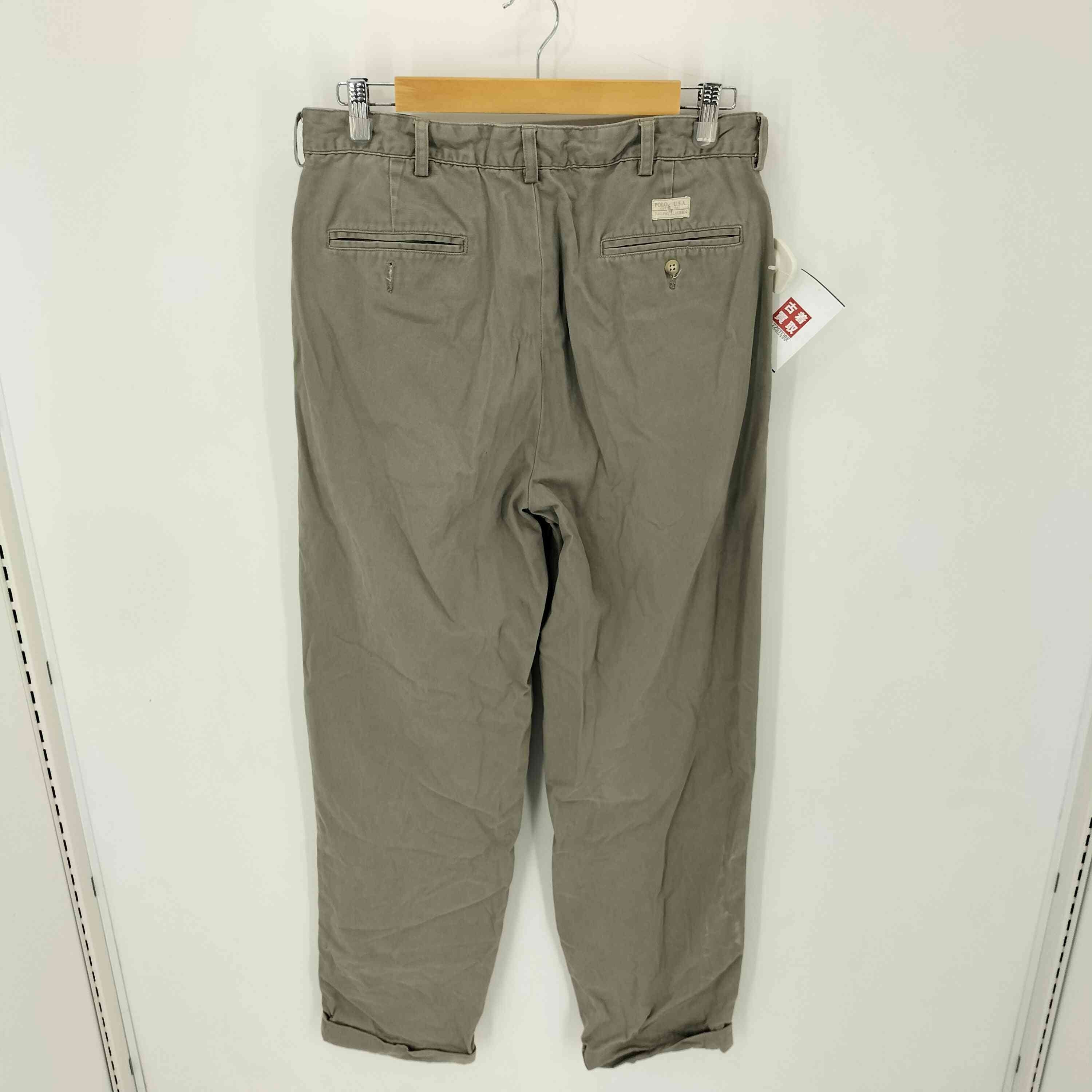 m6616【USA製 ポロバイラルフローレン】90s ポロチノ 2タック W32 90年代 USA製 Polo Ralph Lauren ポロラルフローレン 2タック