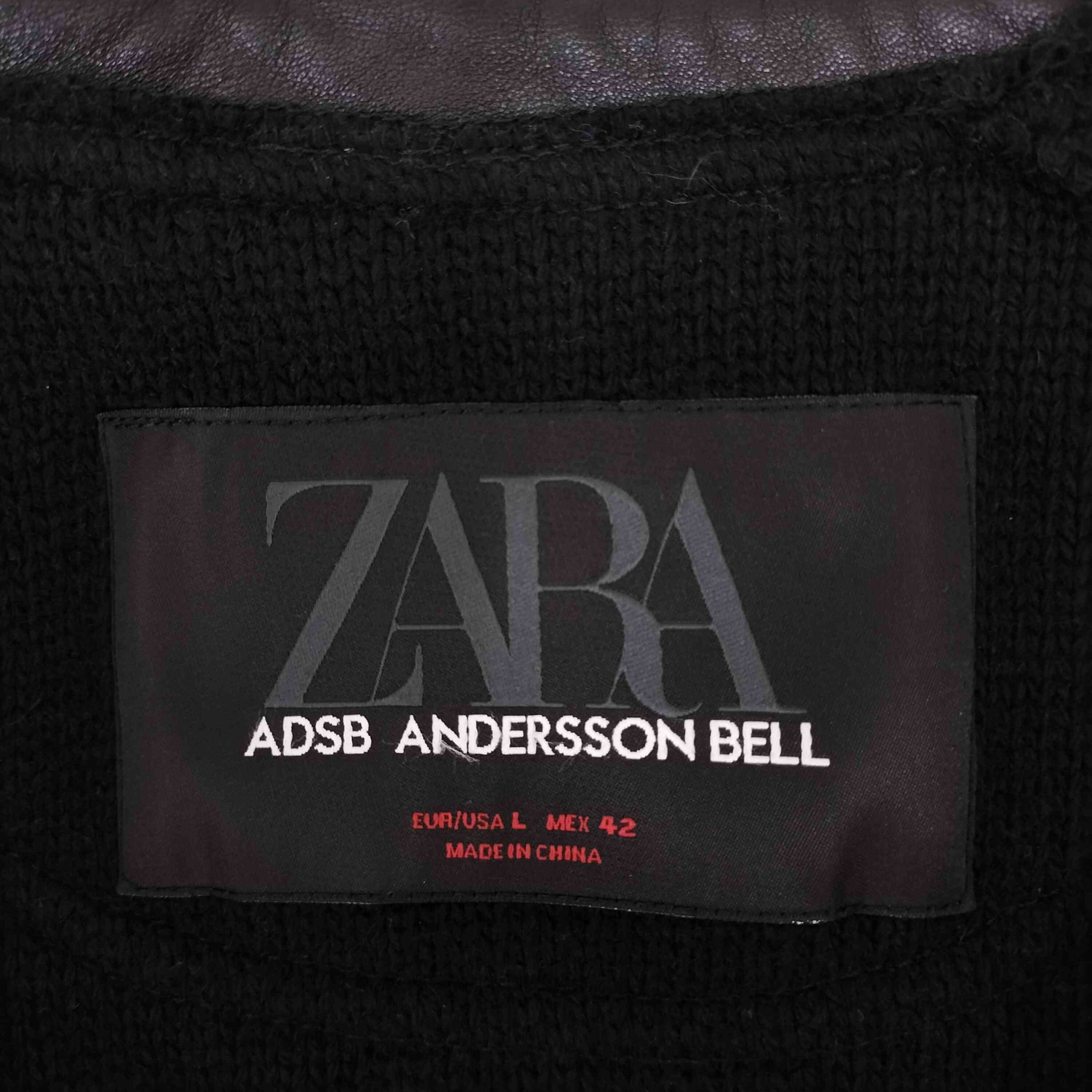 ザラ ZARA ニットコンビレザージャケット メンズ import：L